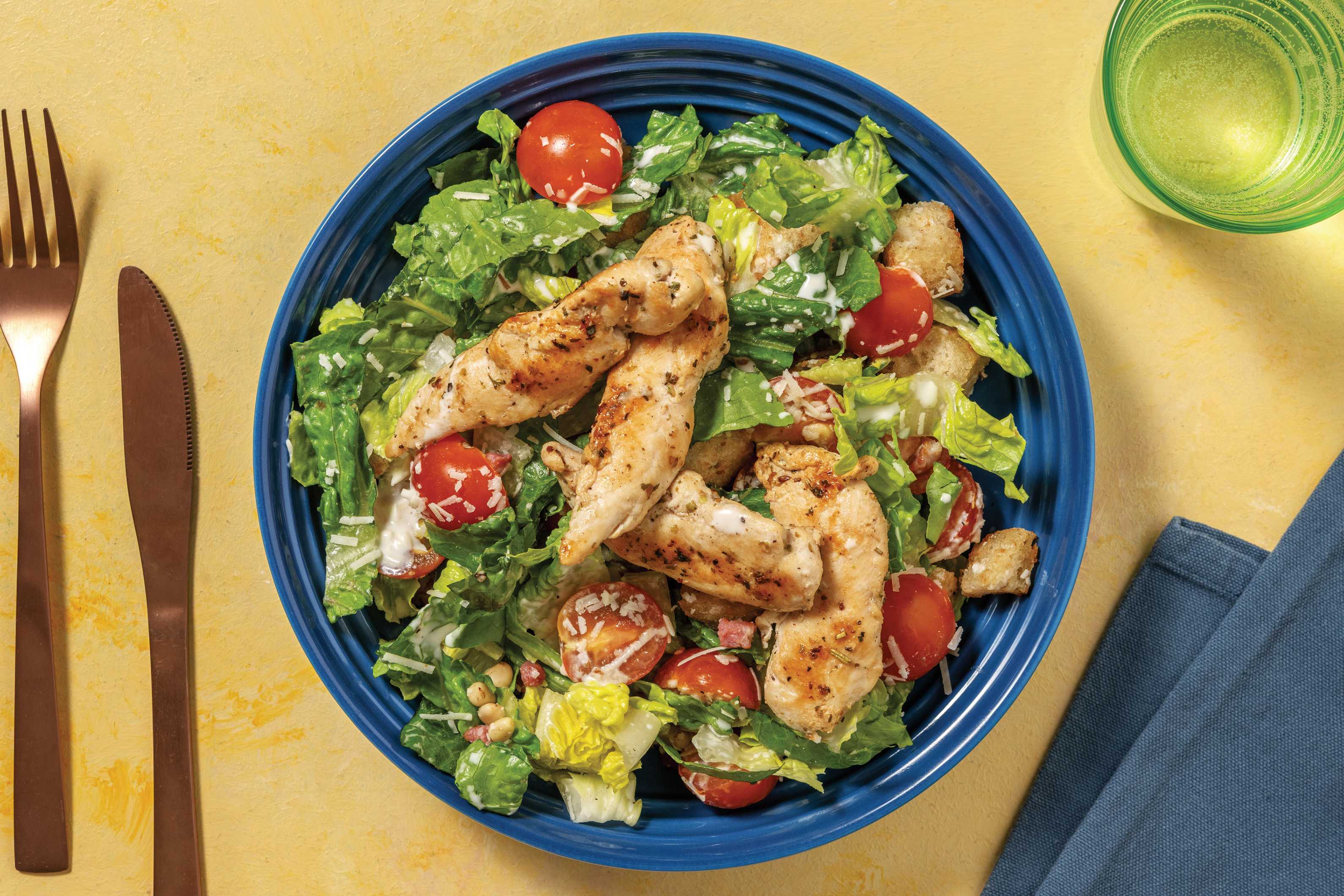 Chicken & Bacon Caesar Salad with Cherry Tomatoes
