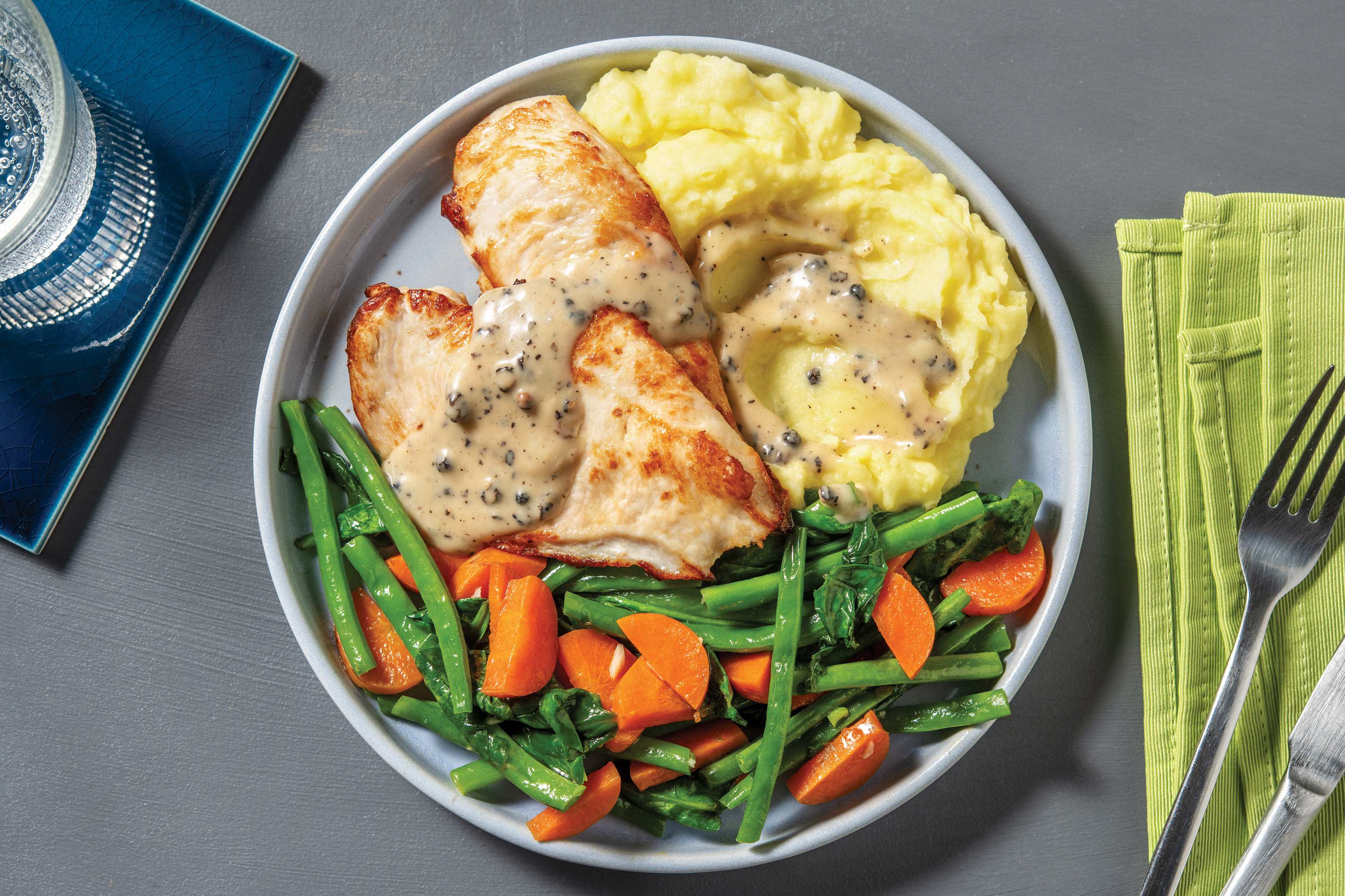 Easy Chicken & Creamy Peppercorn Sauce