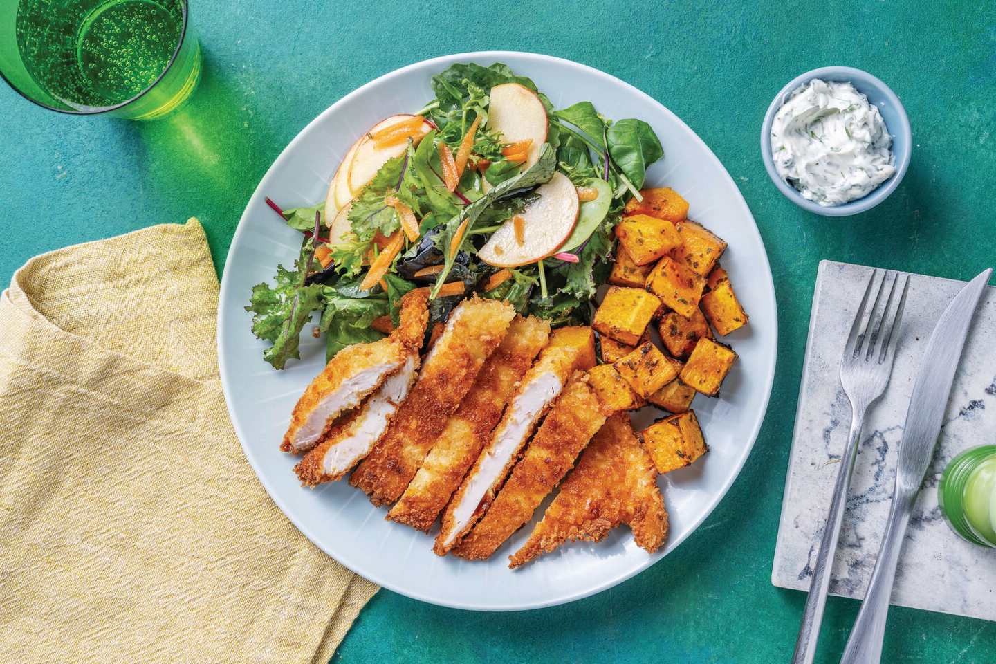 Chicken Schnitzel & Roast Pumpkin