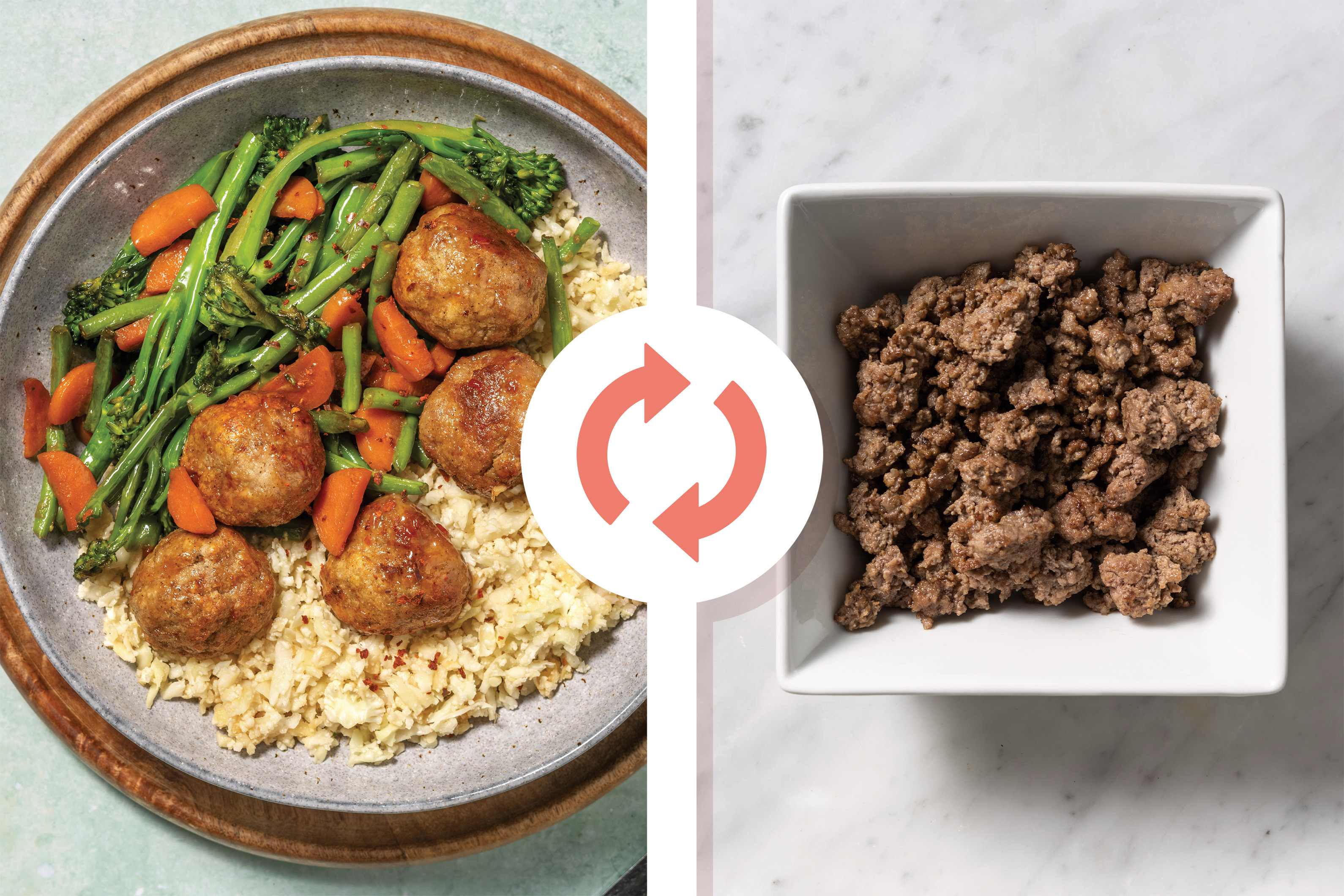 Sweet Chilli Beef Meatballs & Soy Veggies