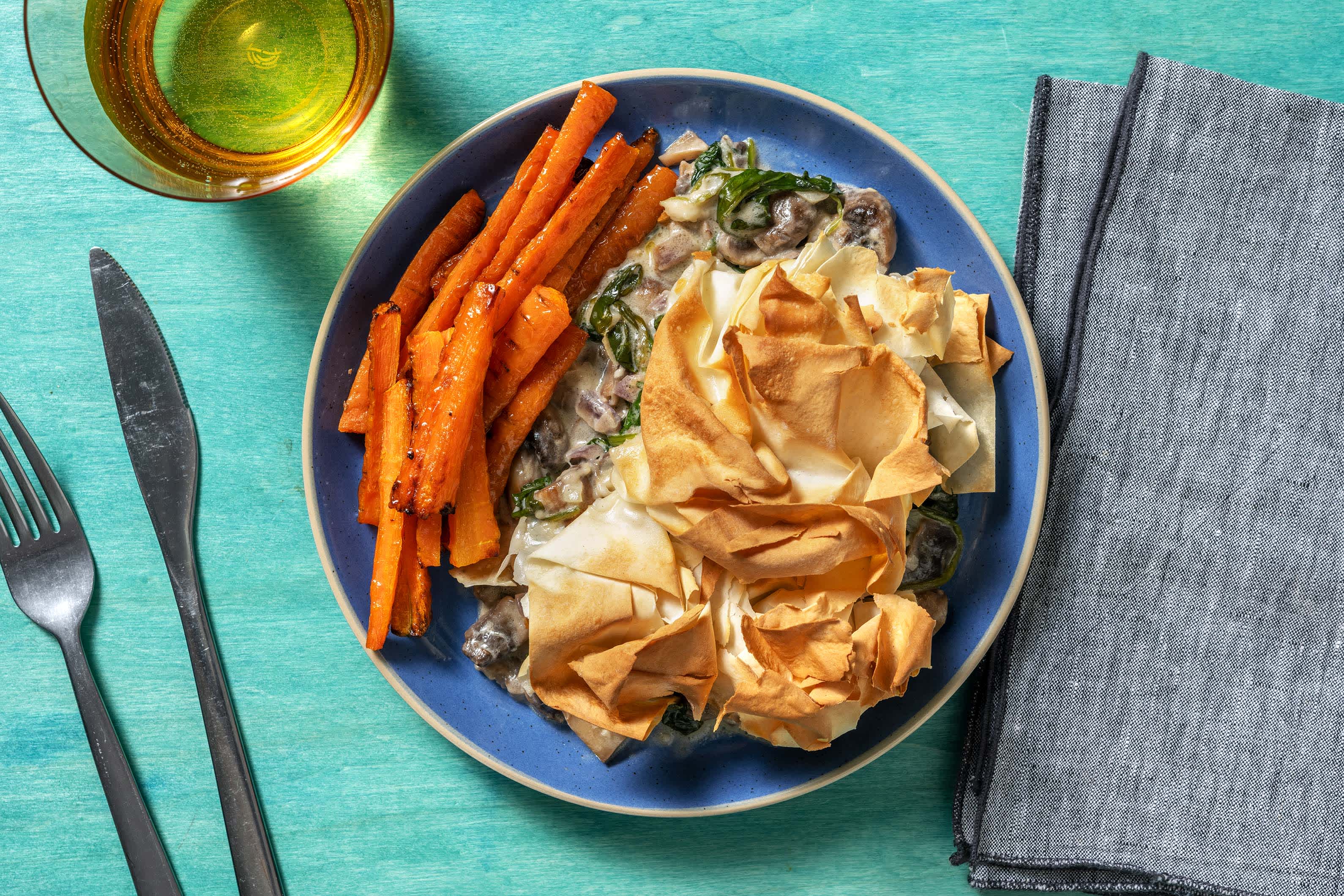 Creamy Truffle Mushroom and Spinach Pie