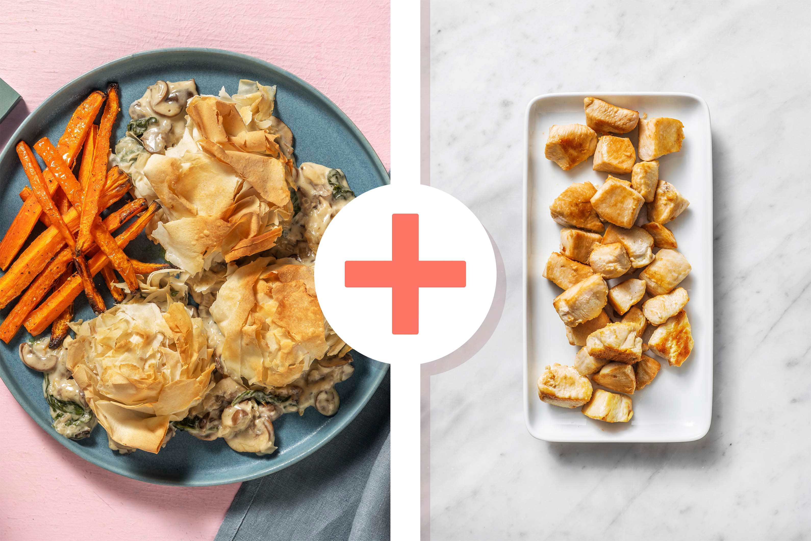 Creamy Truffle Mushroom and Spinach Pie with Diced Chicken Breast