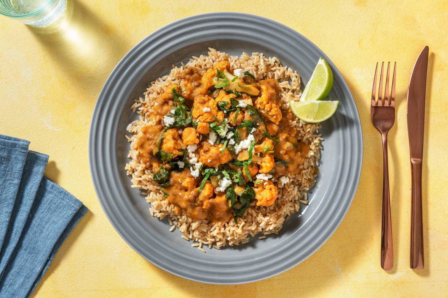 Rode curry met bloemkool en feta