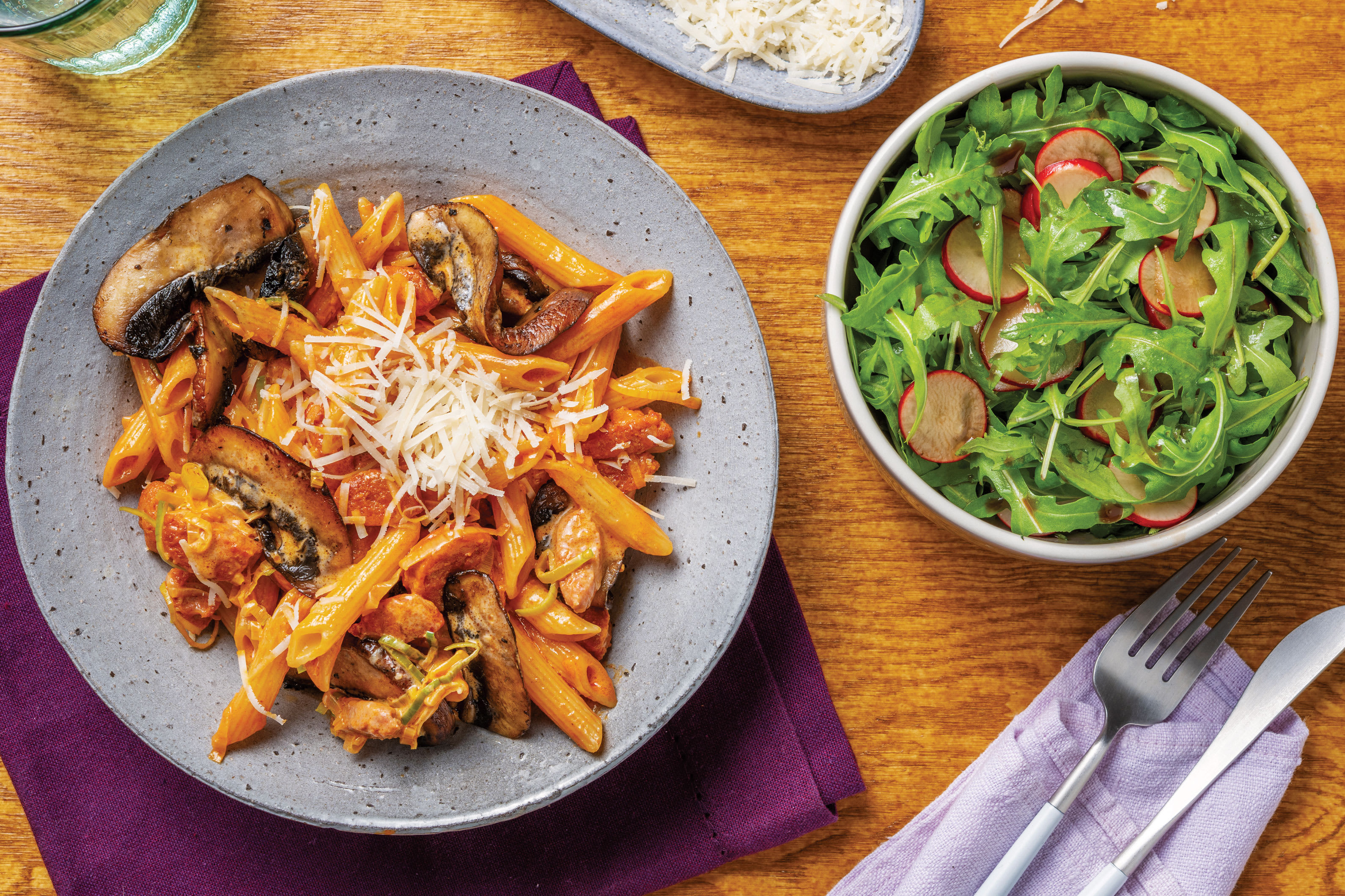 Easy Creamy Tomato, Mushroom & Chorizo Penne