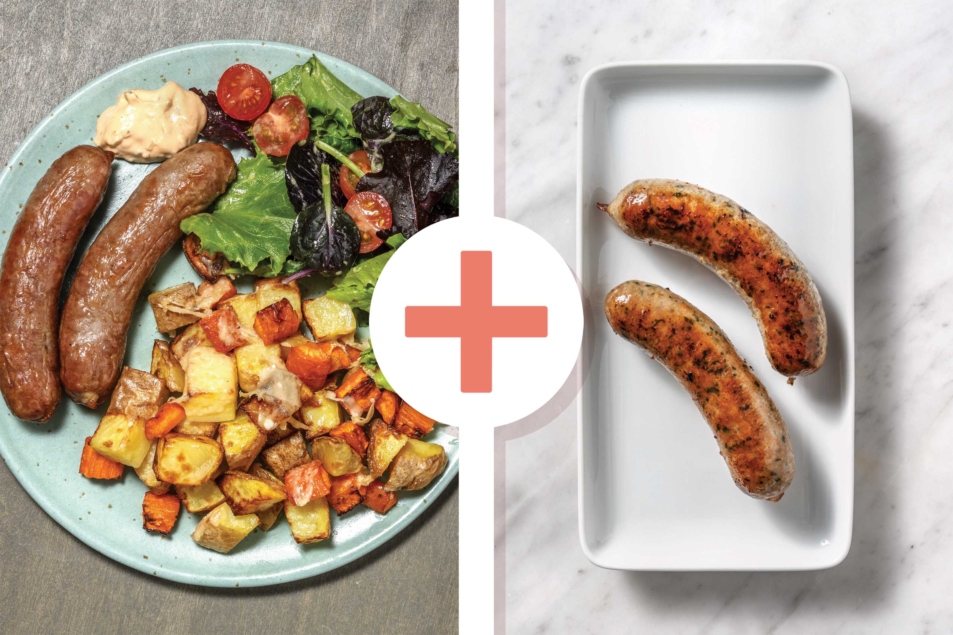 Double Pork Sausages & Cherry Tomato Garden Salad
