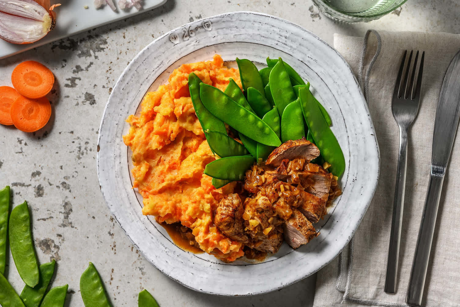 Pork tenderloin with carrot purée