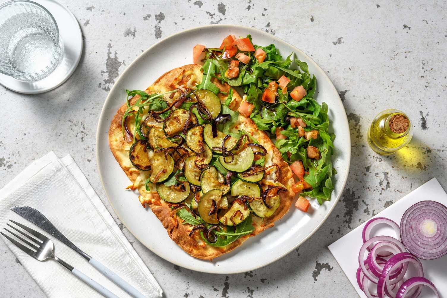 Flammekueche au fromage à griller grec