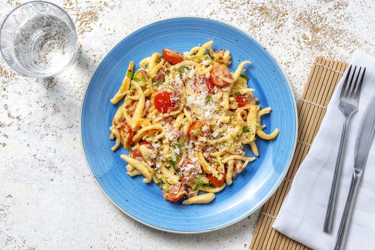 Frische Eierspätzle mit Bacon
