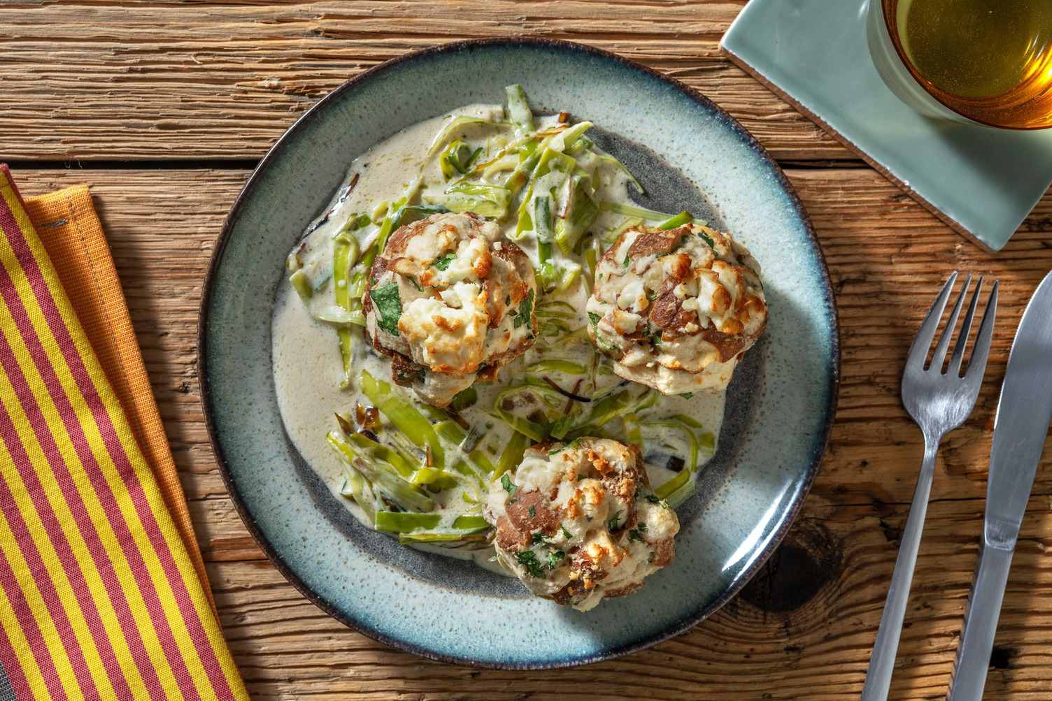 Gebackene Laugen-Hirtenkäse-Knödel