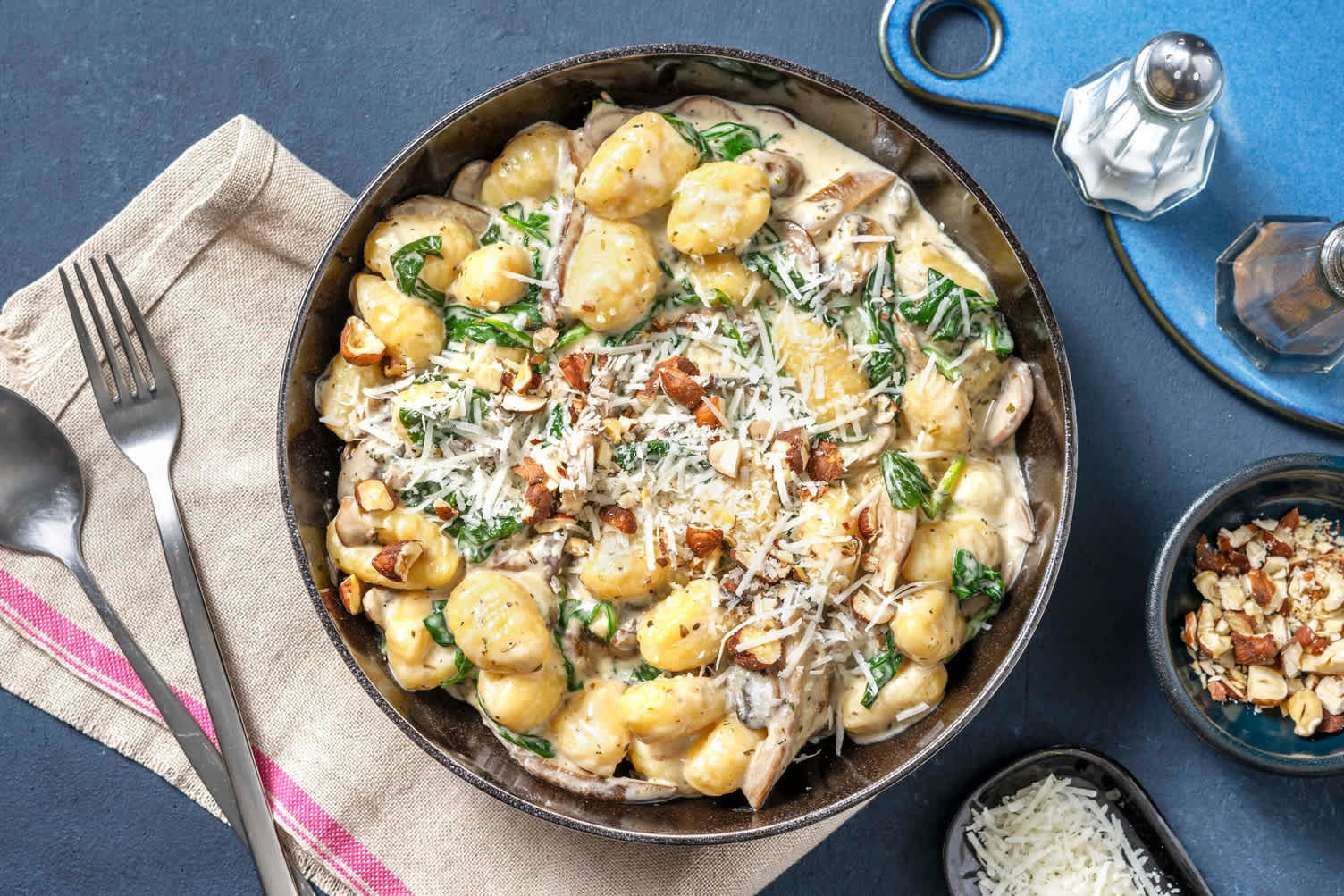Gnocchi met champignons en spinazieroom