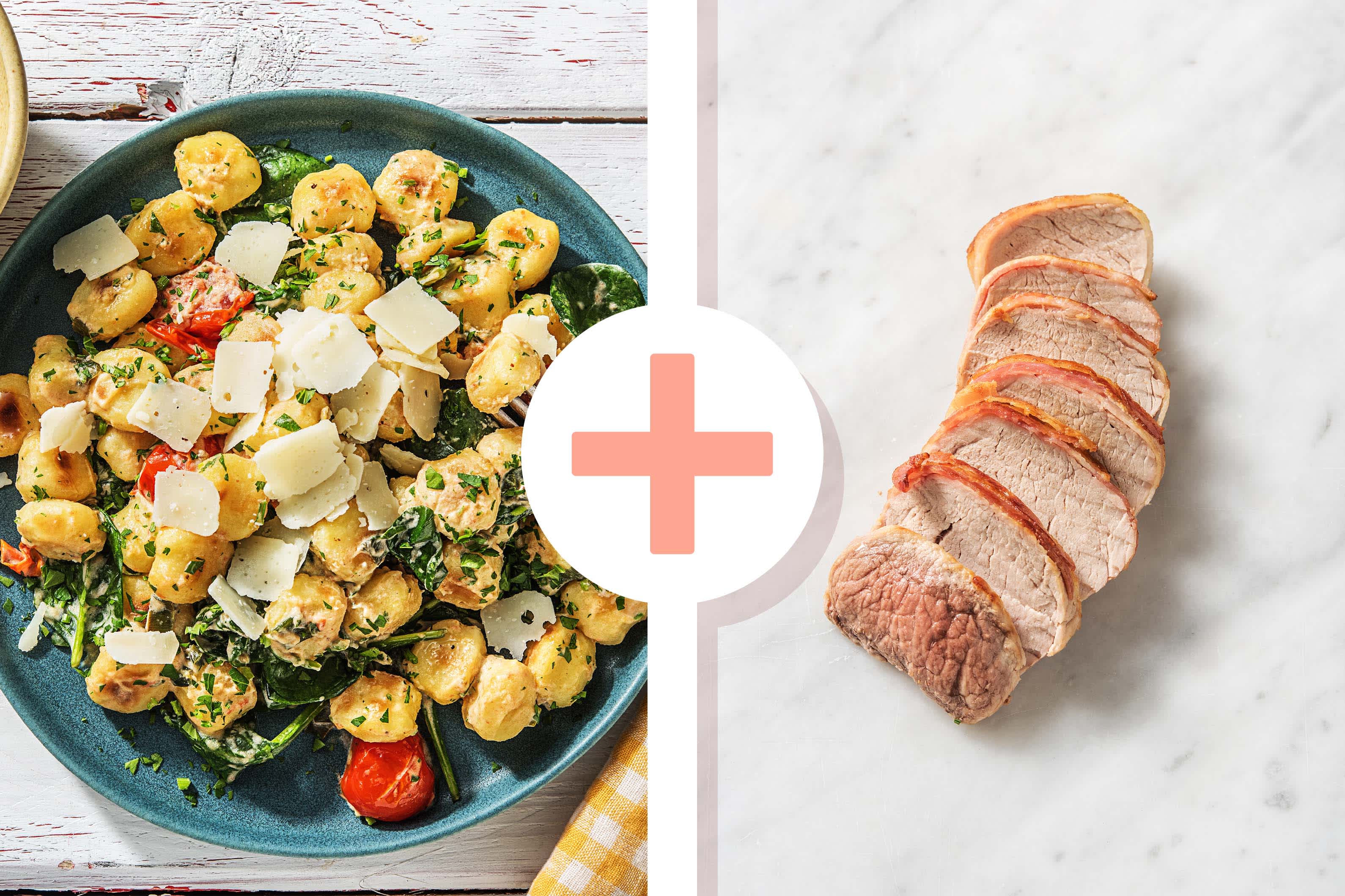 Gnocchi mit Bacon umwickelten Schweinefilet