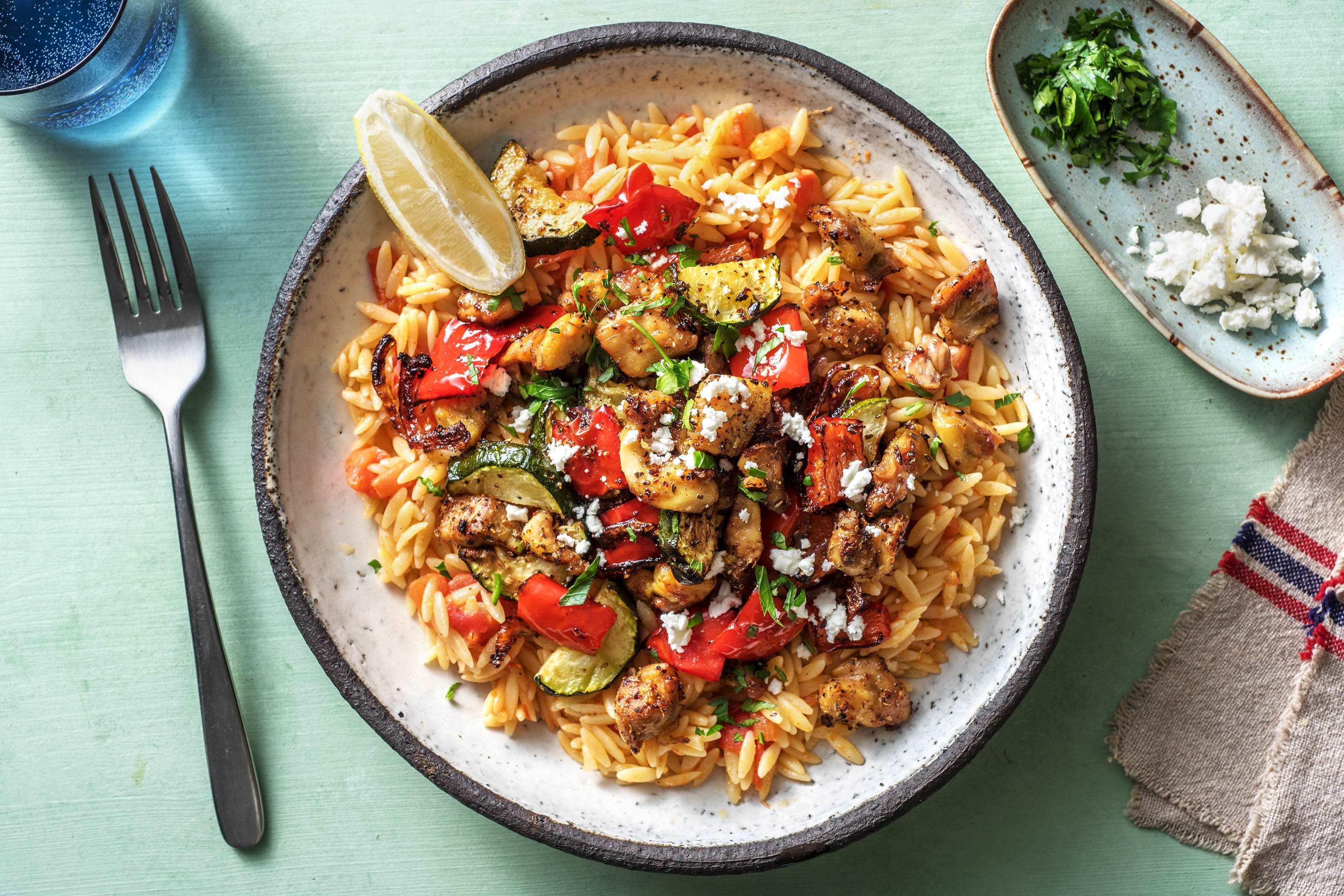Poulet et légumes rôtis à la grecque