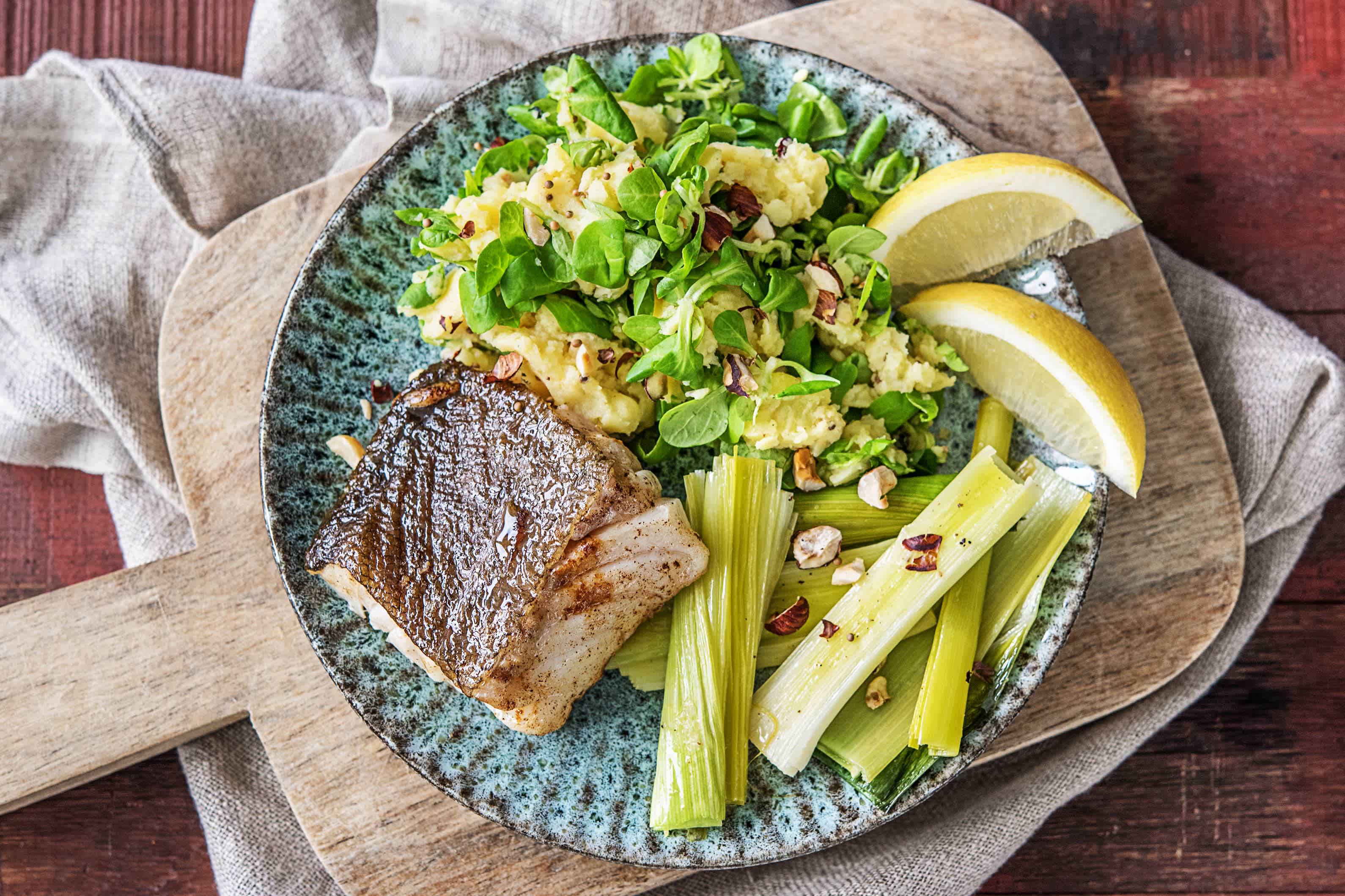 Kabeljauwfilet met stamppot en gesmoorde prei