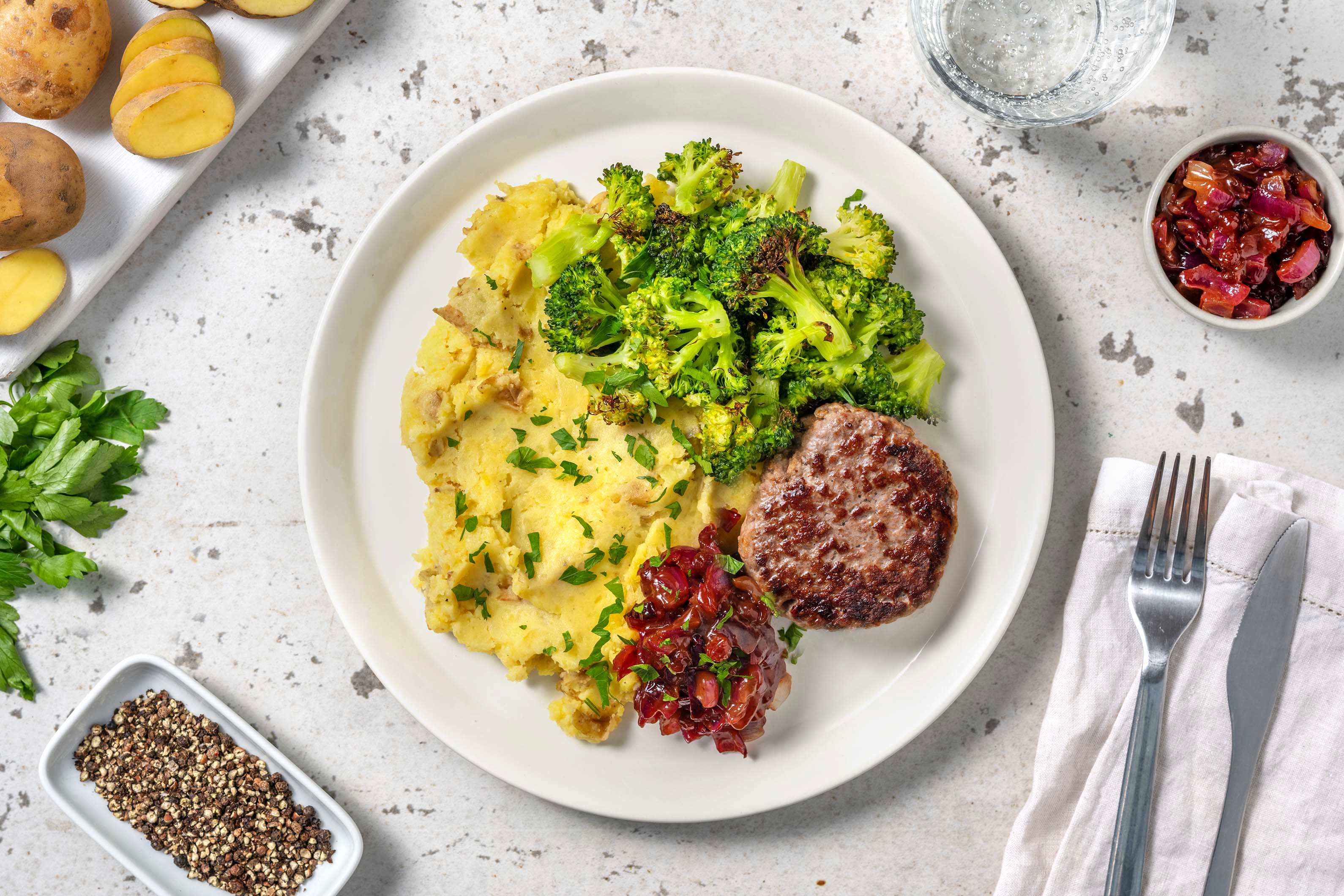 Steak haché et brocoli