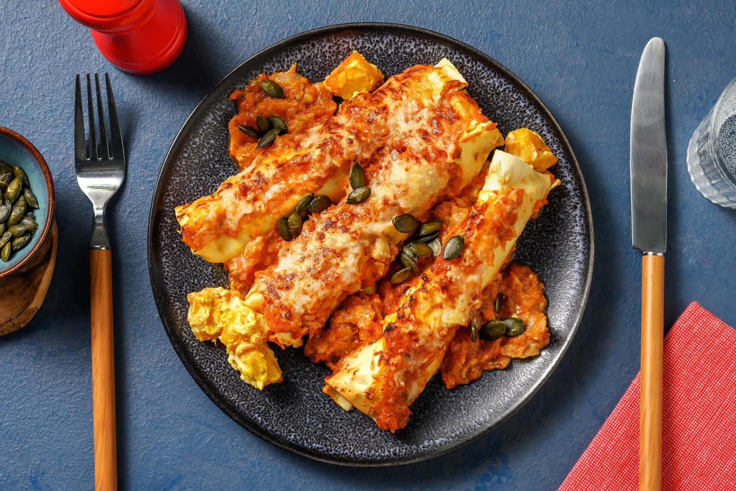 Lasagnerollen mit Kürbis-Ricotta-Füllung
