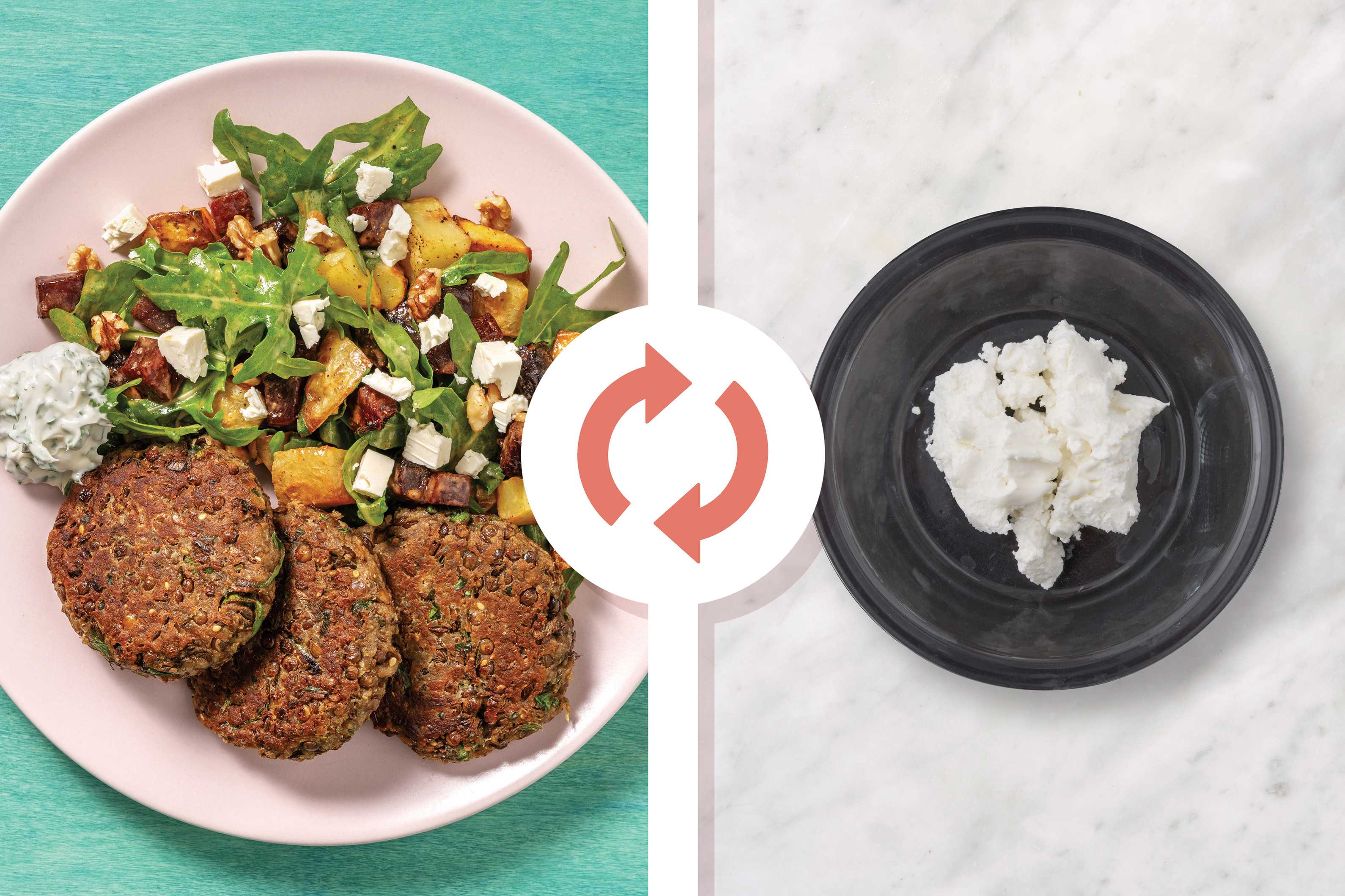 Lentil-Dukkah Patty & Goat Cheese Salad
