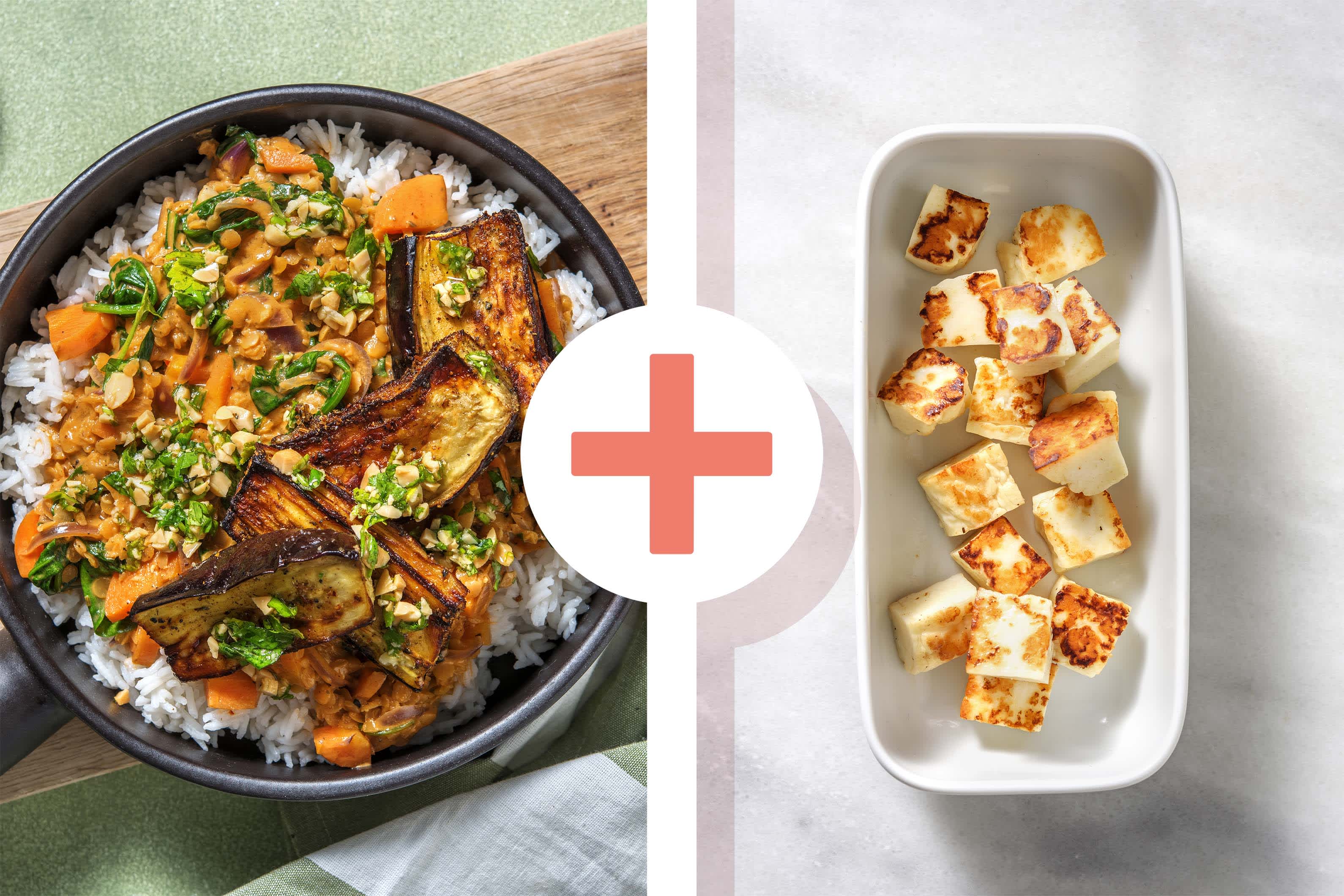 Lentil Sambar and Paneer Curry
