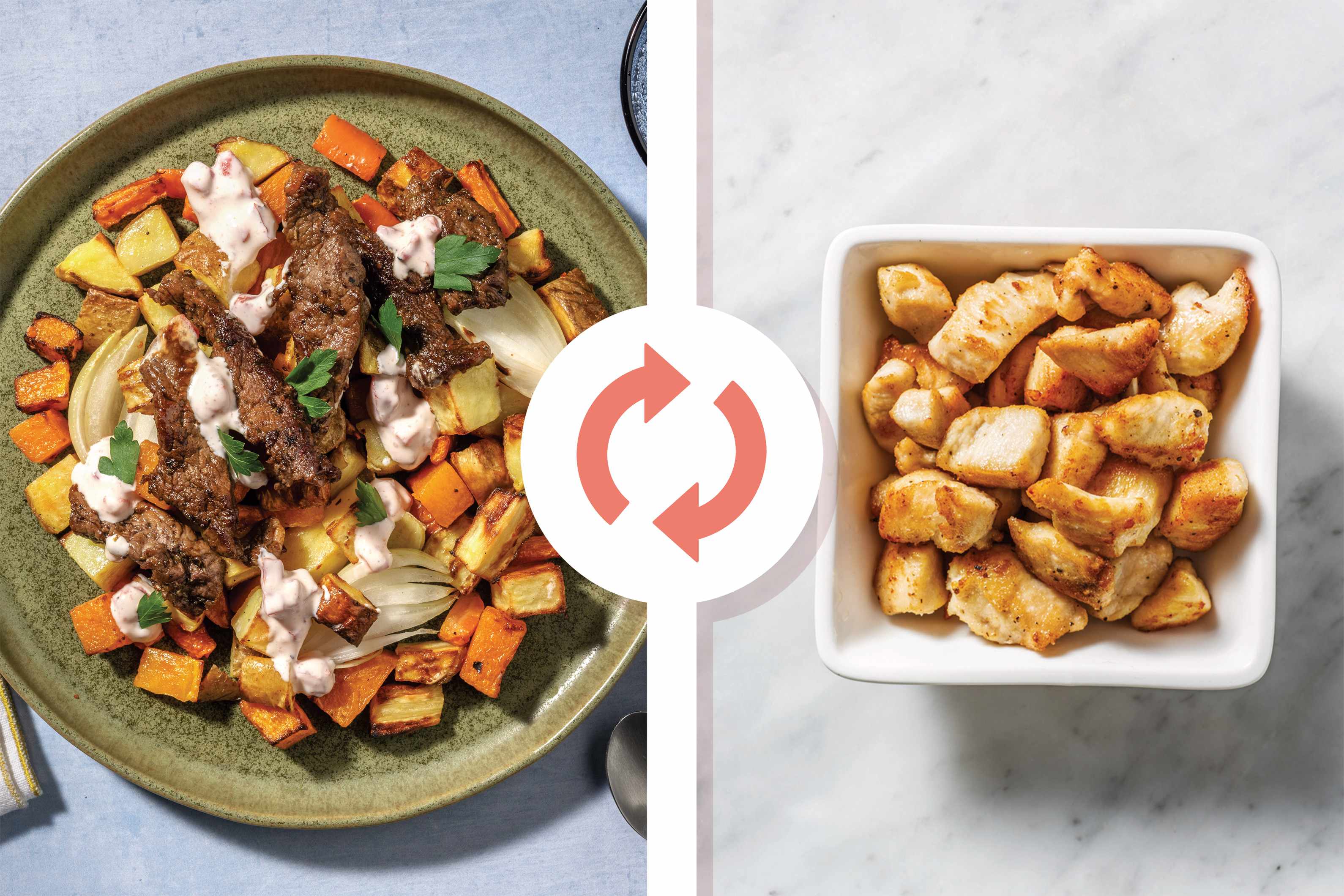 Mediterranean Chicken & Roast Veggie Toss