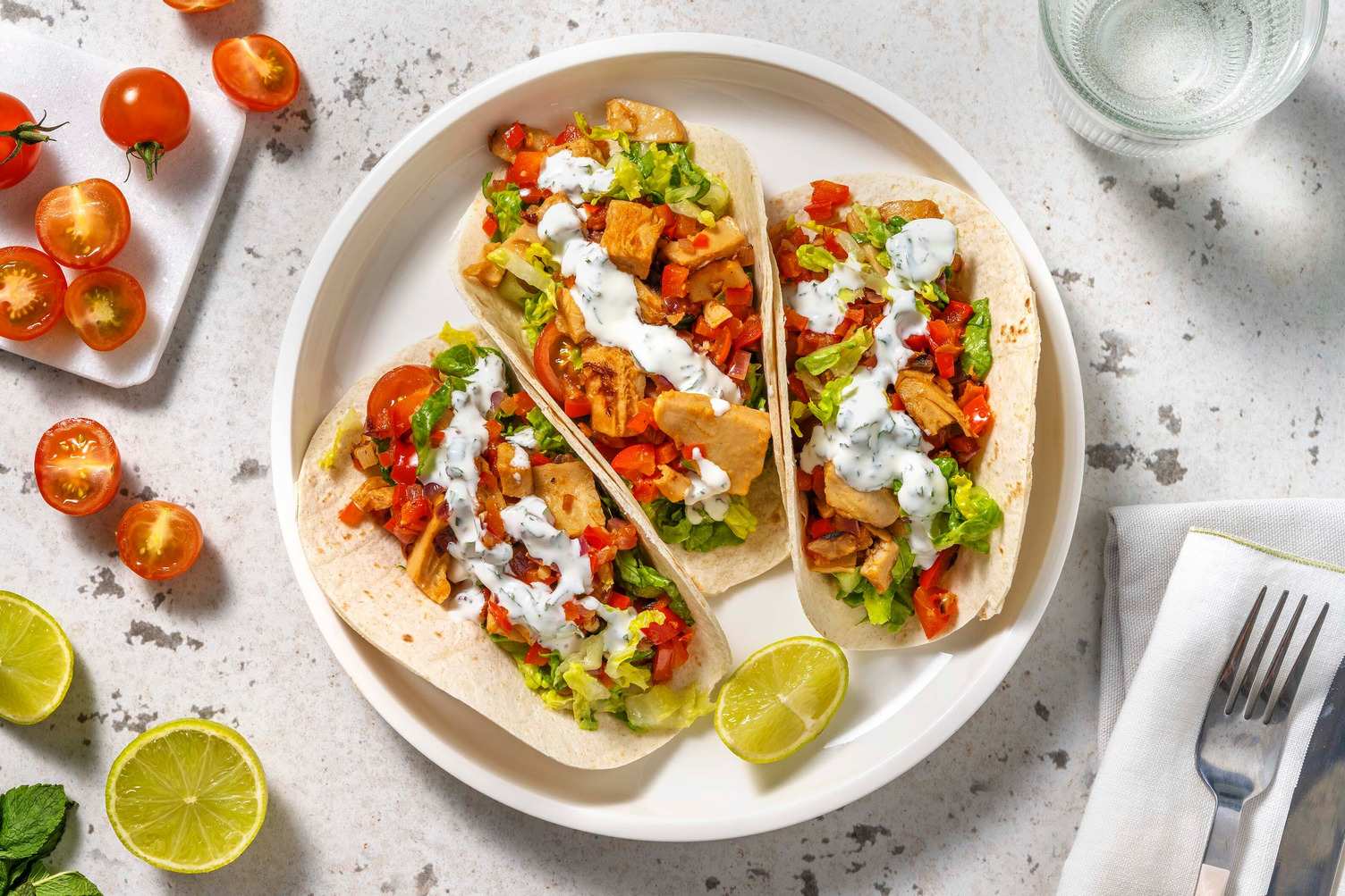 Mini-tortillas et émincés végétariens