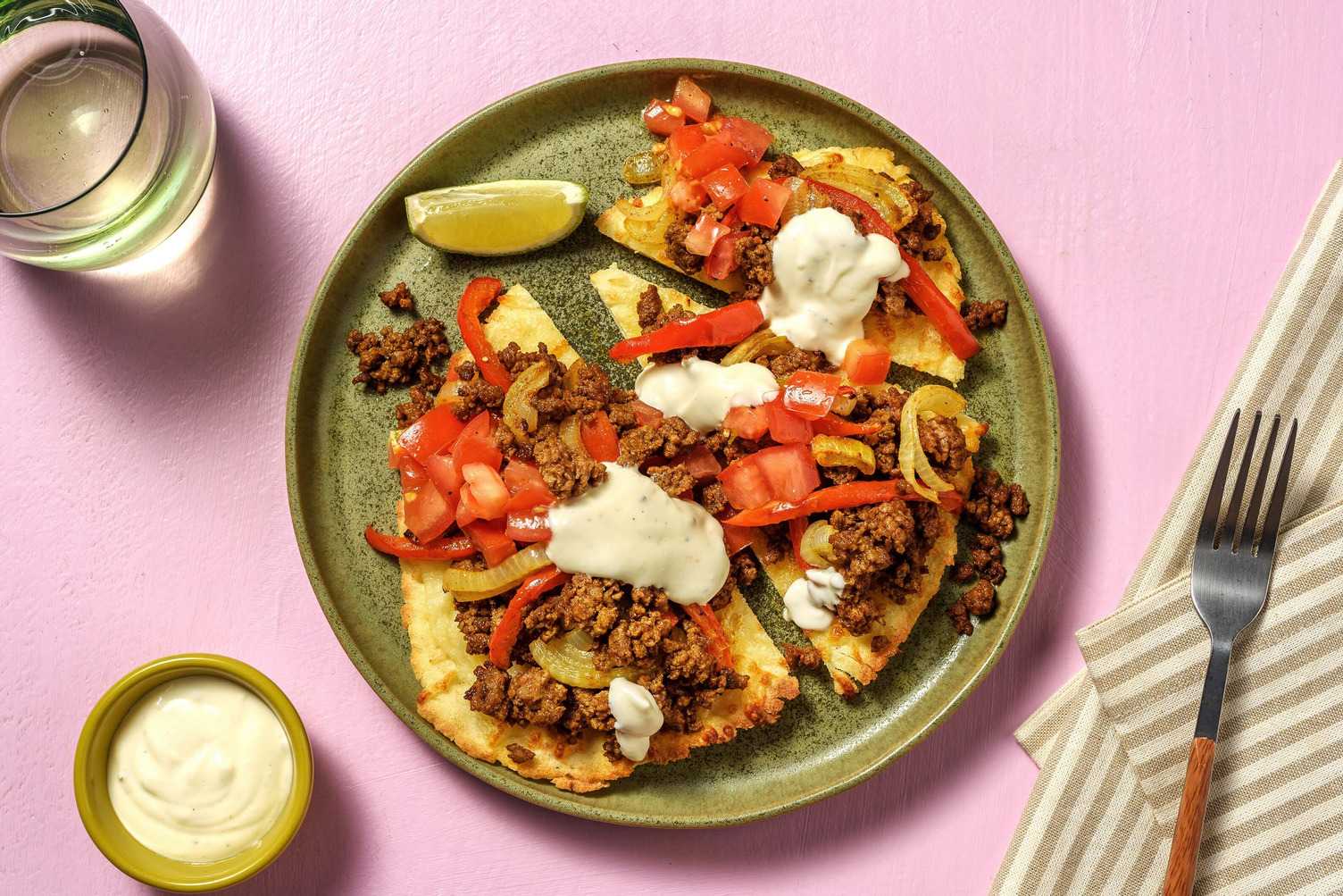 Naans au bœuf assaisonné façon tacos