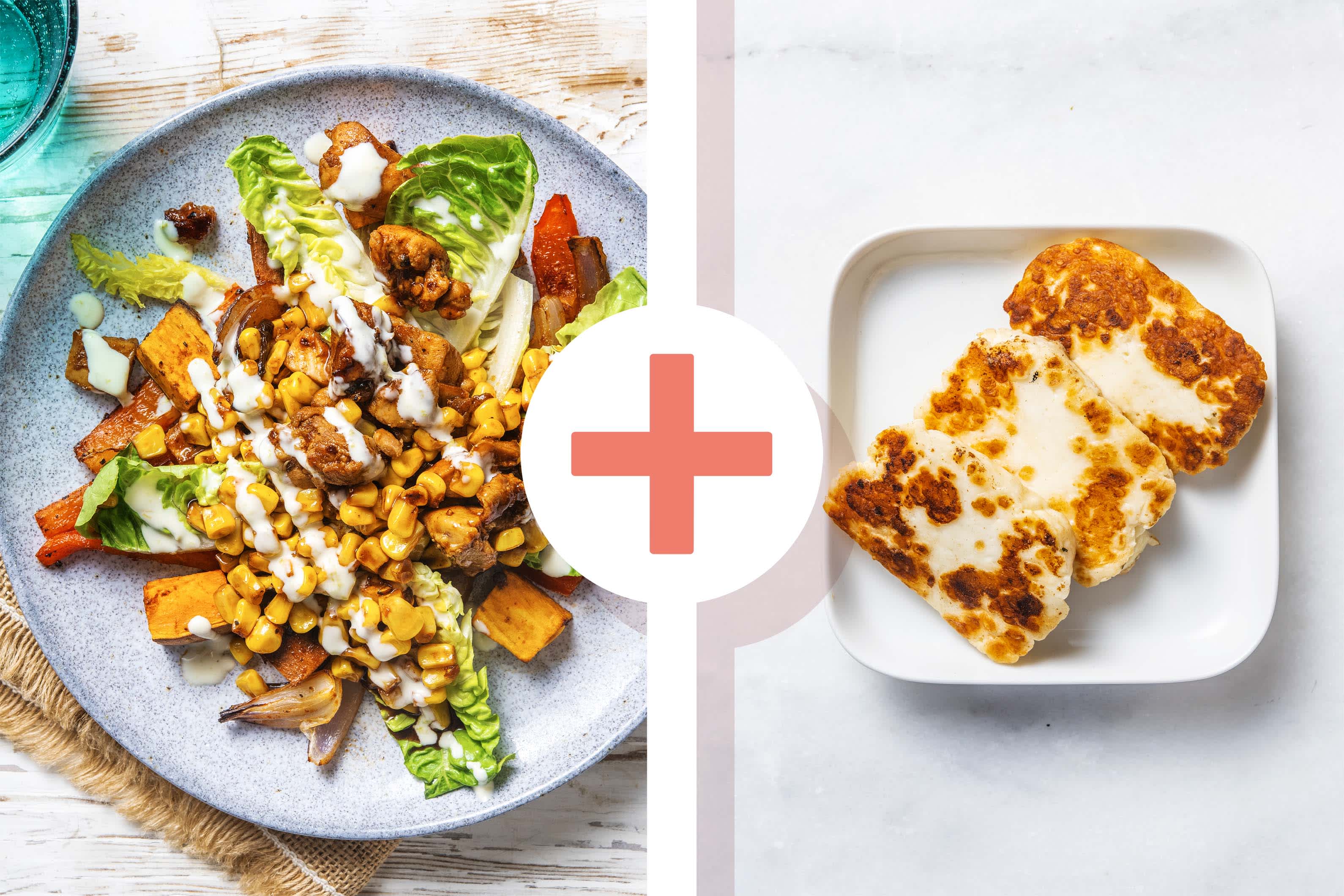 Paprika Chicken, Sweet Potato and Halloumi Salad