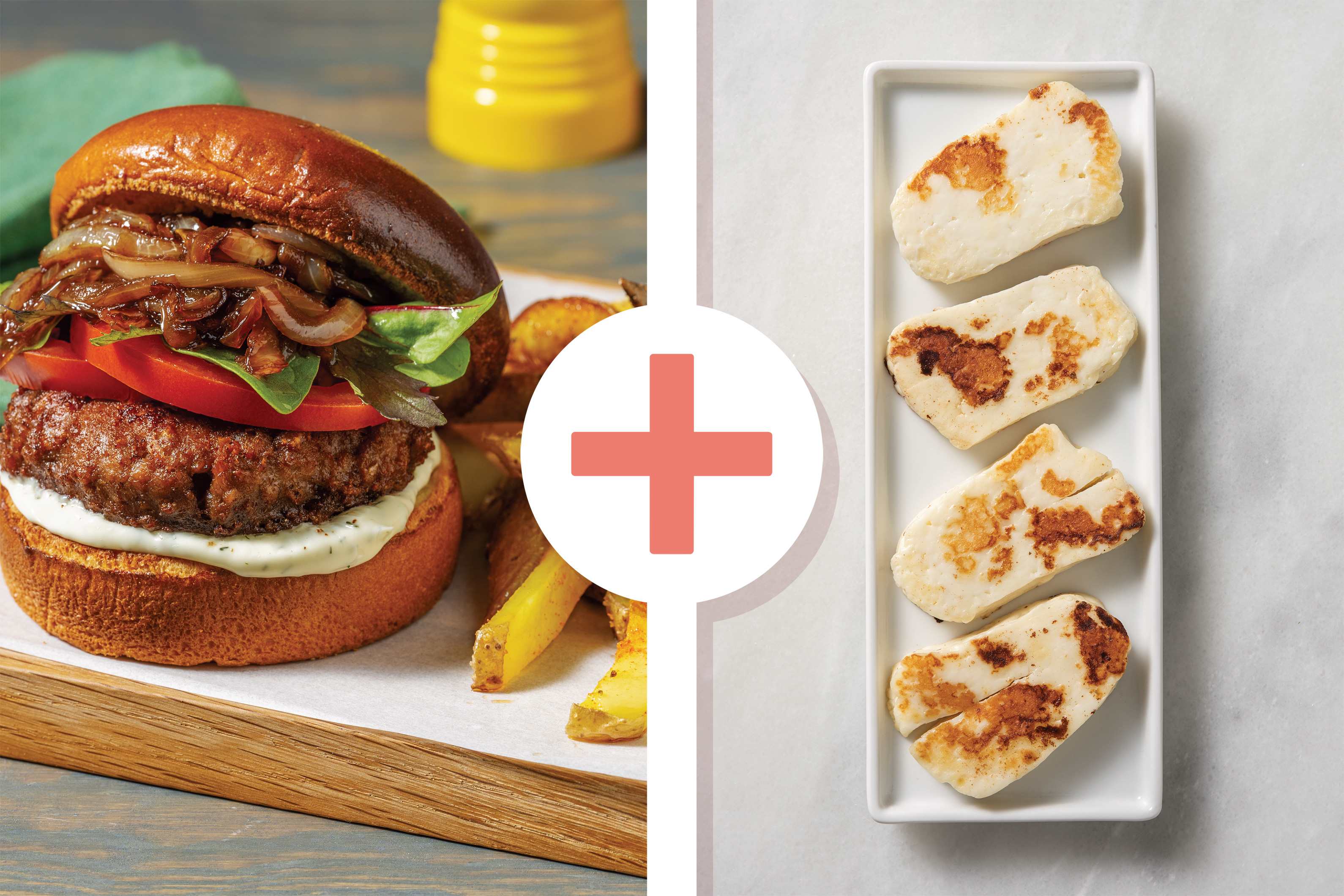 Plant-Based Haloumi Burger & Spiced Potato Fries