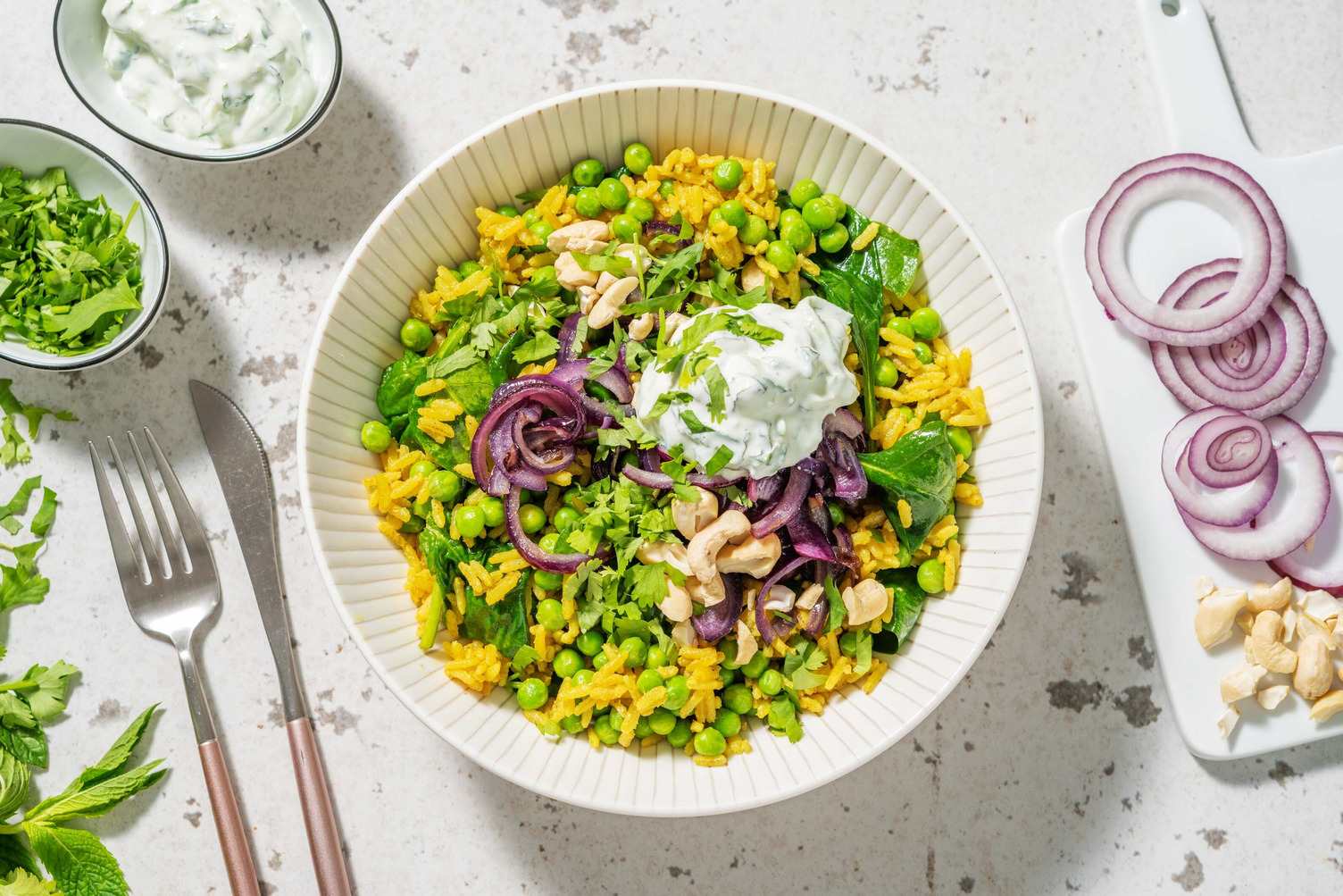 Kruidige vegetarische rijstschotel