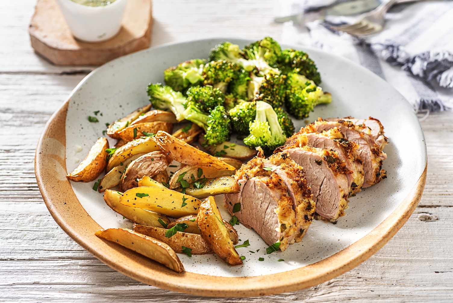 Porc en croûte d’herbes à la moutarde