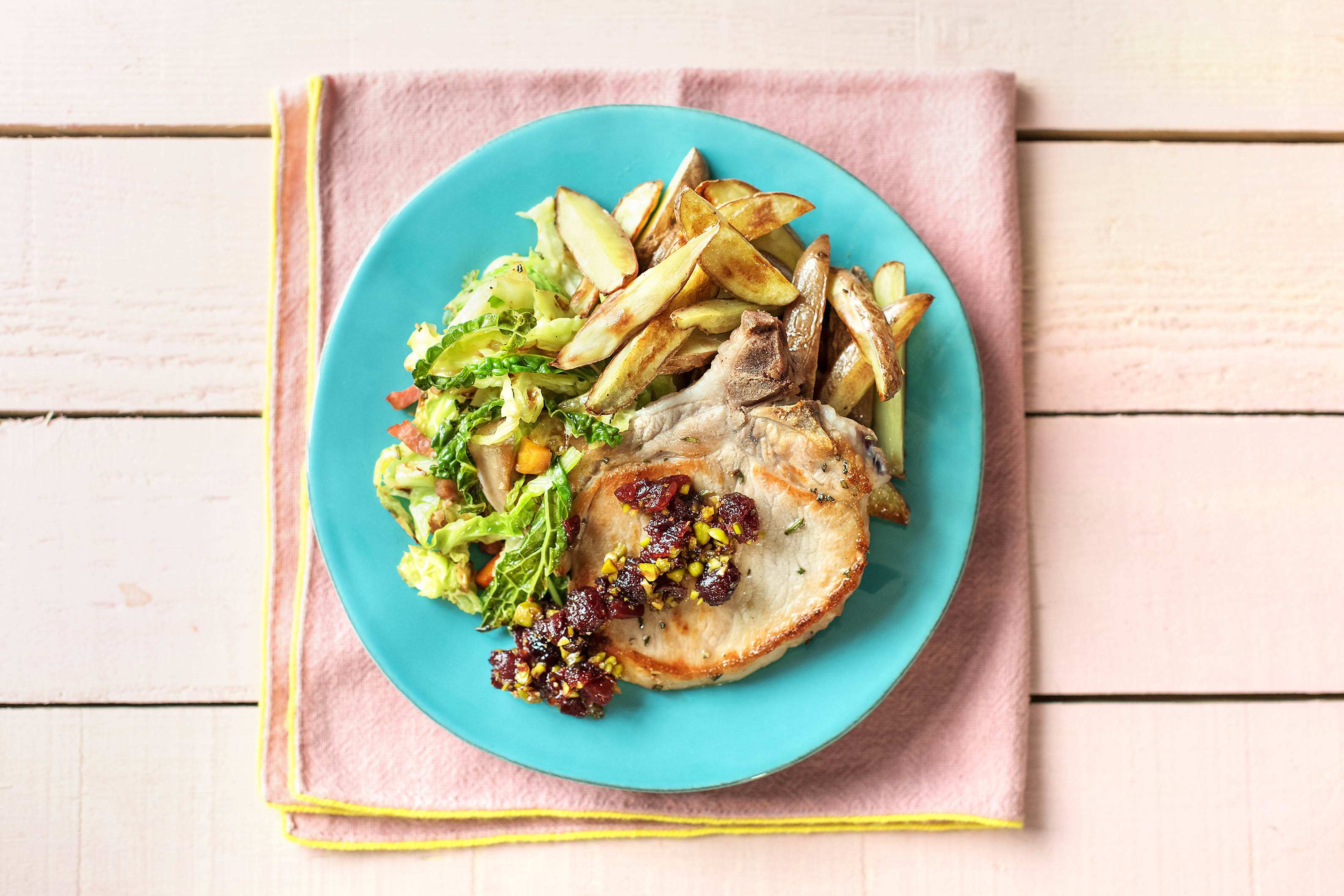Pork Chop with Braised Cabbage,