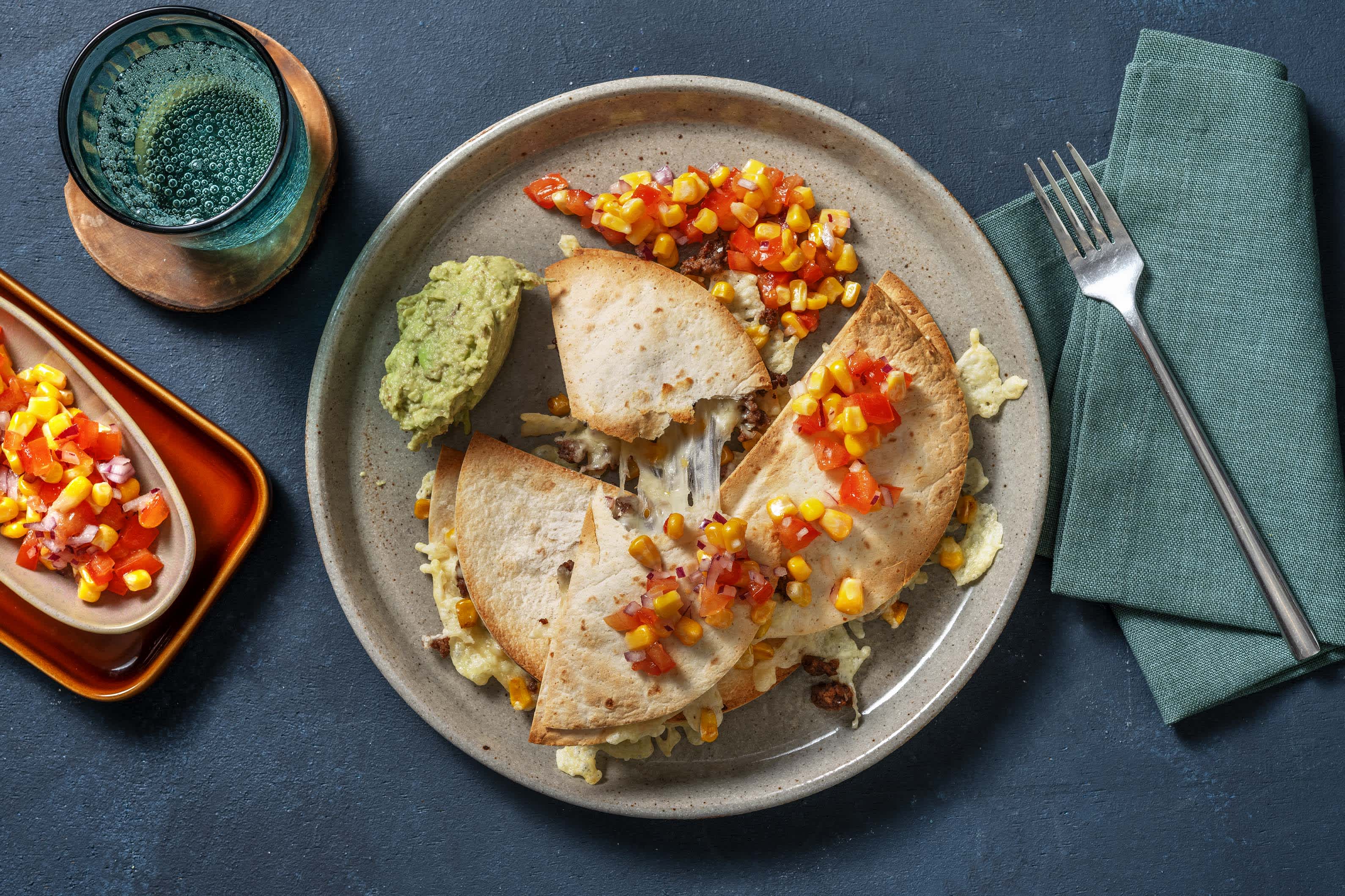 Quesadilla's met rundergehakt en mais