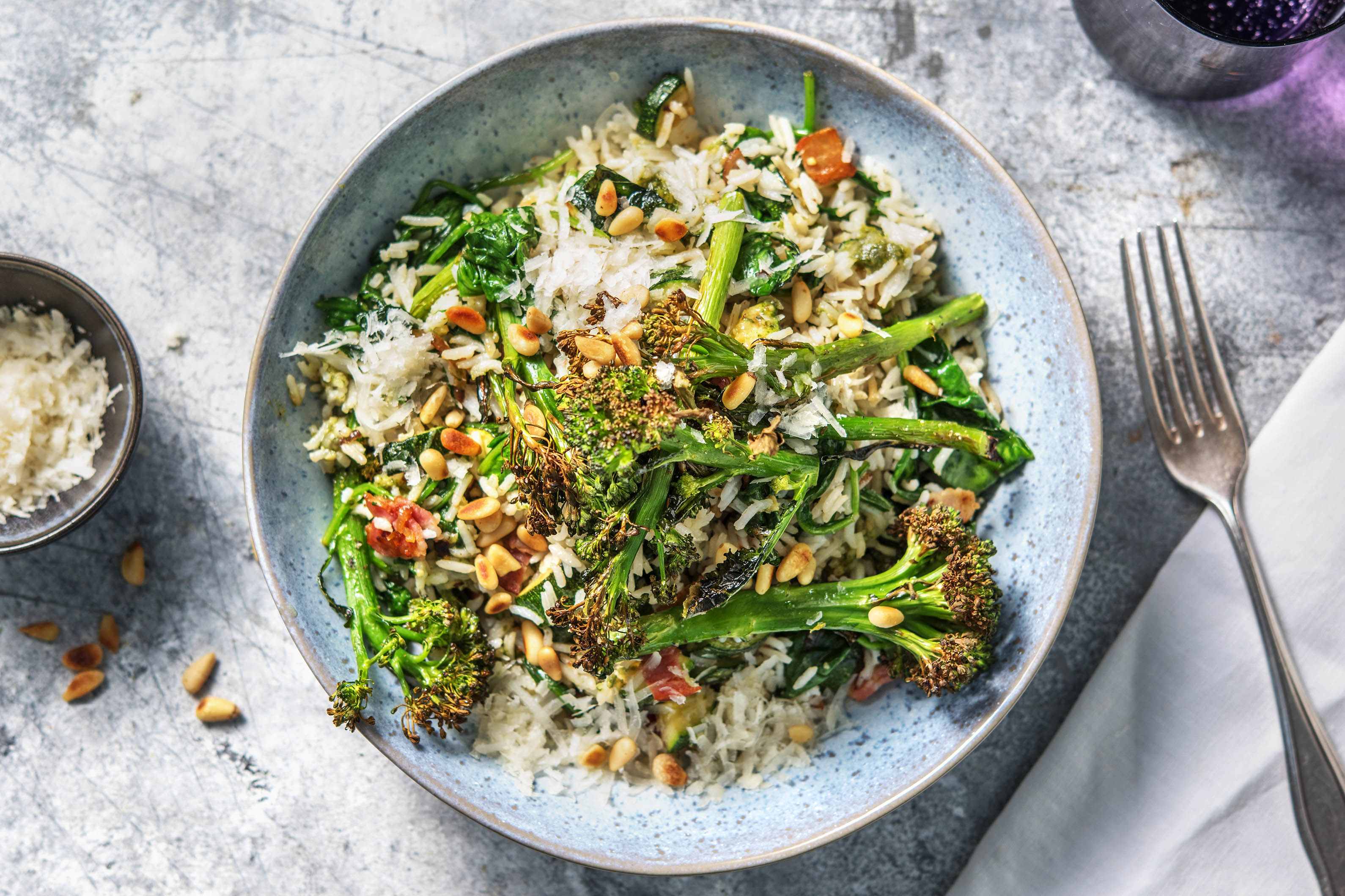 Quick Pancetta and Pesto Rice