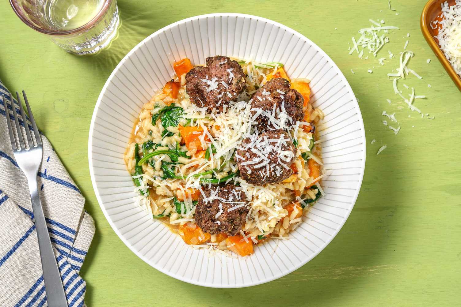 Risotto hivernal aux boulettes de bœuf