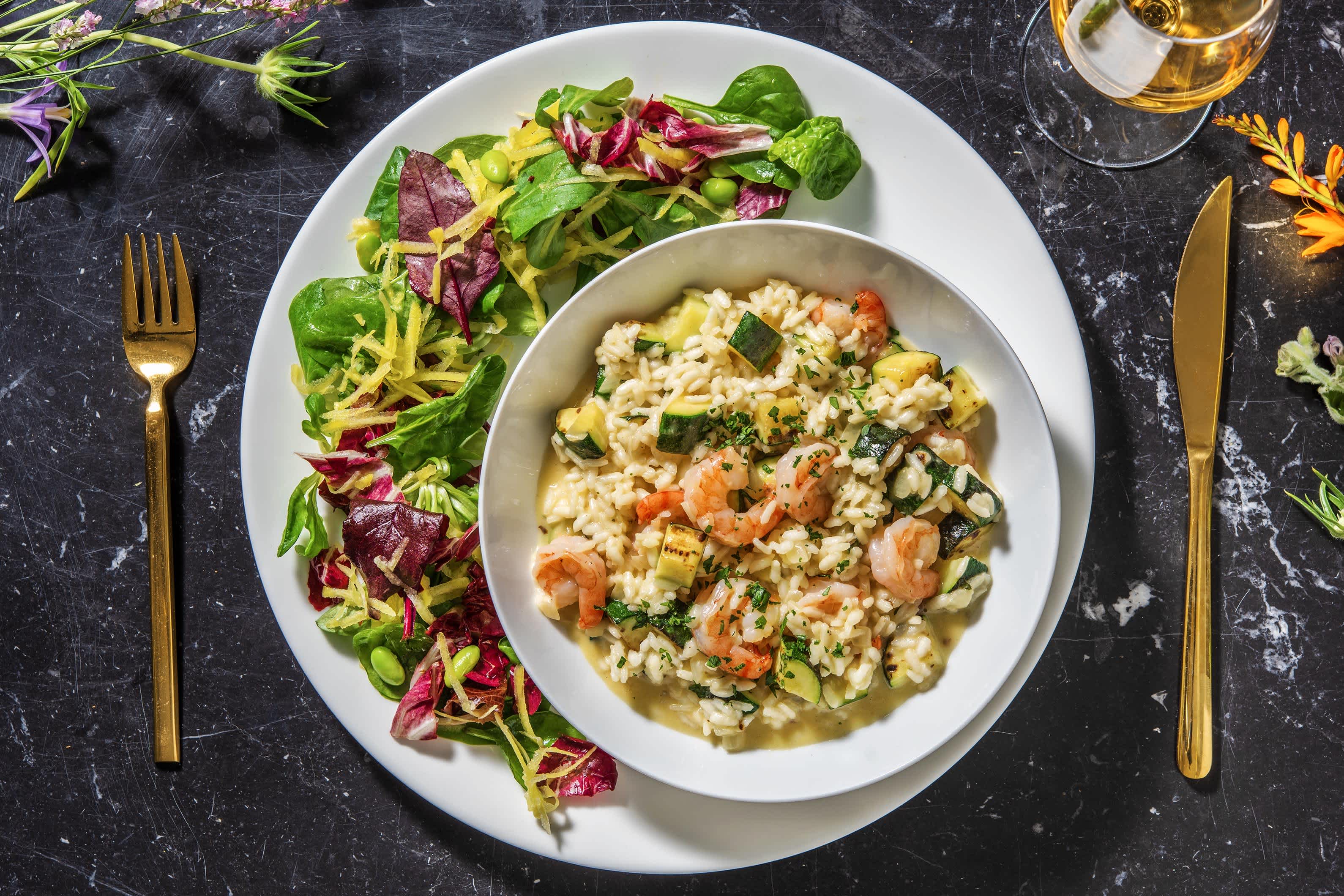 Risotto met garnalen en courgette