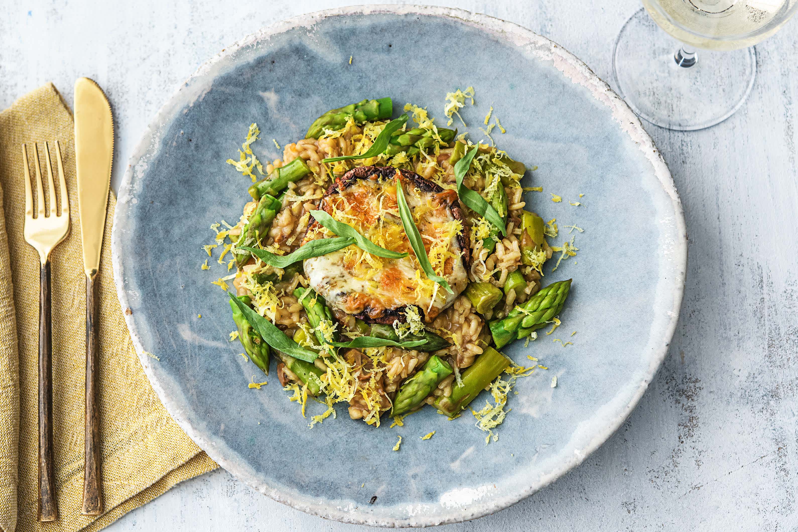 Risotto aux asperges vertes et aux cèpes