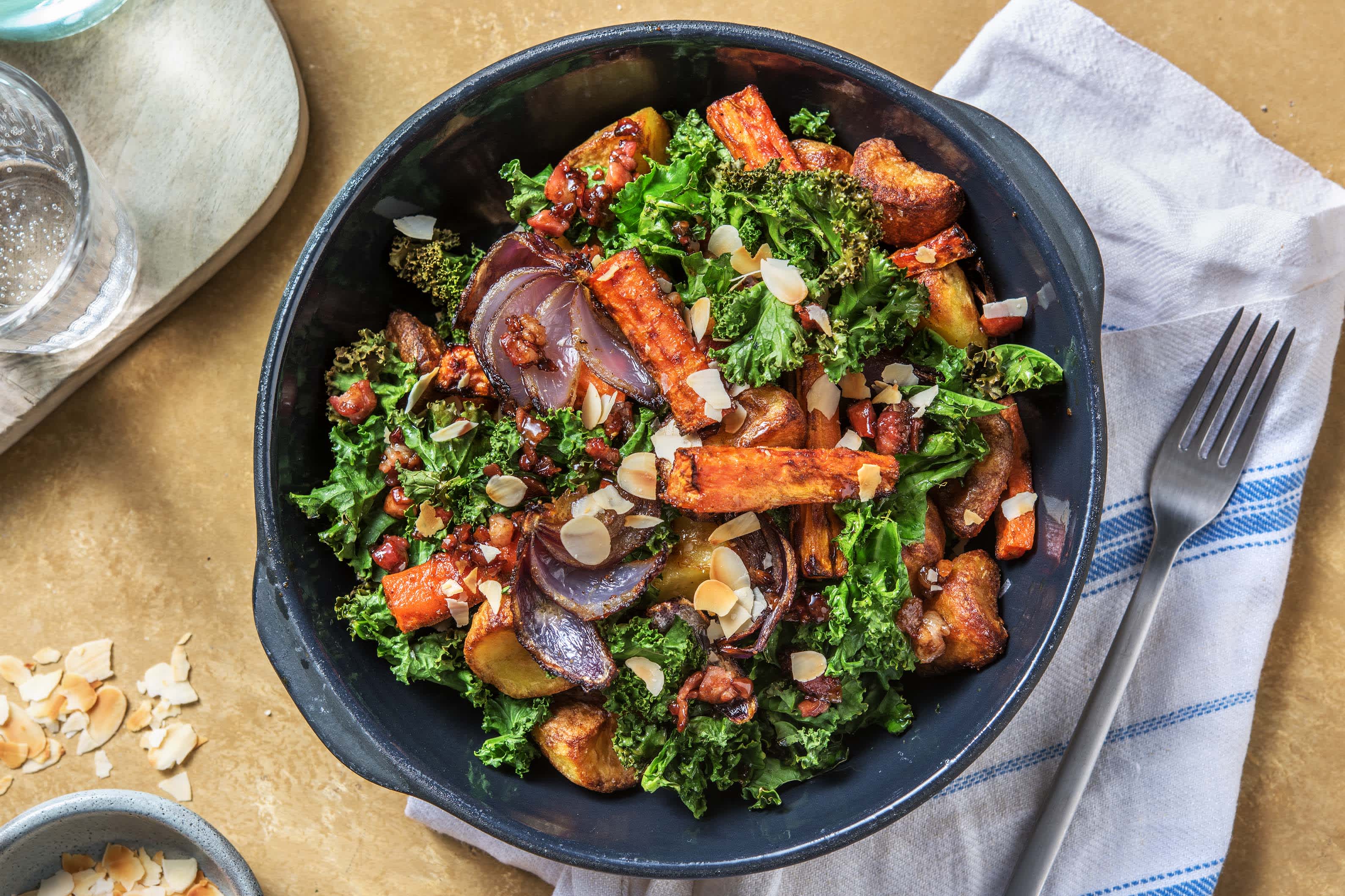 Roast Potato, Bacon and Crispy Kale Salad