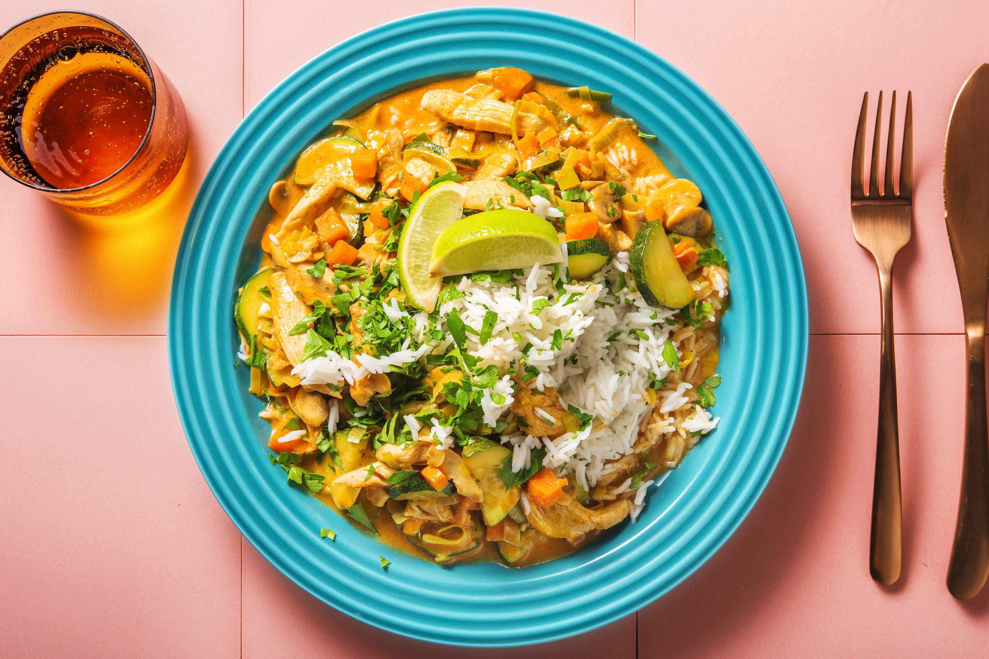 Rotes Thai-Curry mit Hähnchen