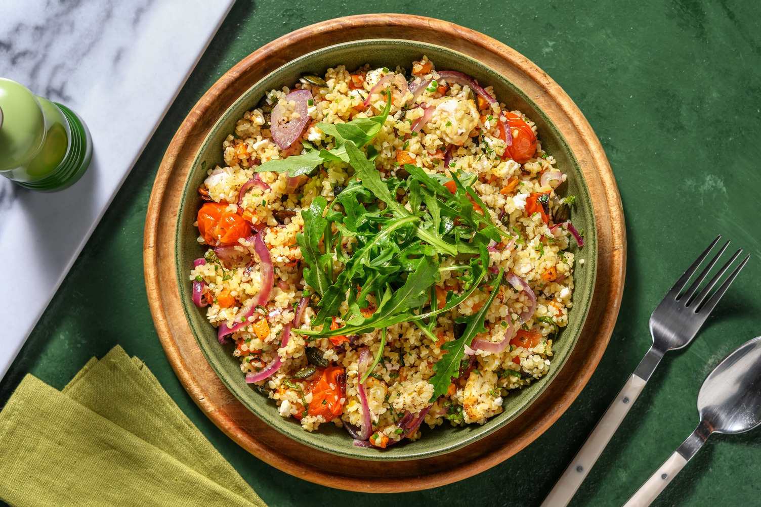 Salade chaude de boulgour à la courge