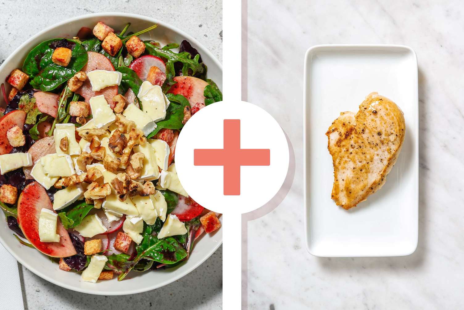 Salade de brie, de poulet et de pommes
