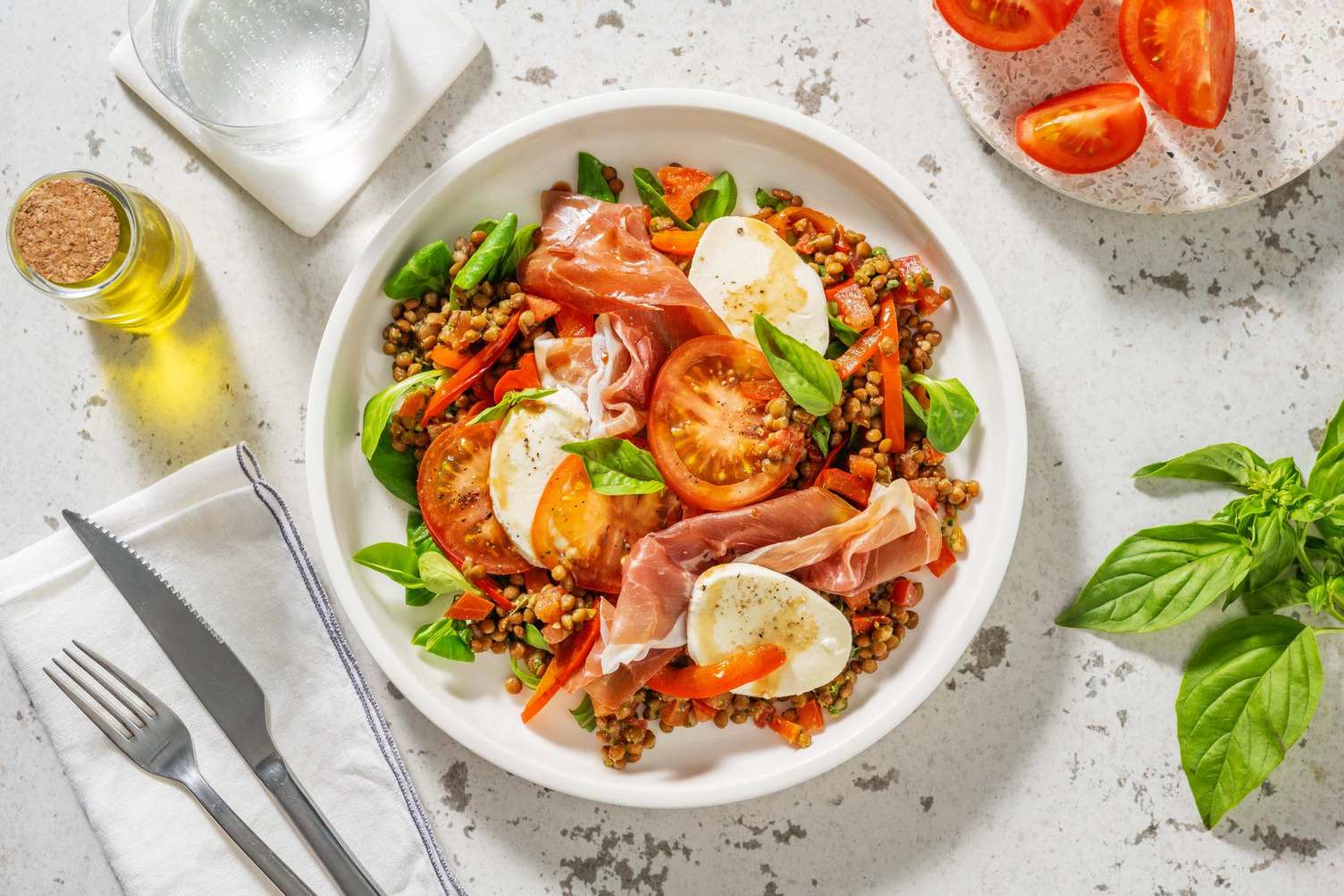 Linzensalade caprese
