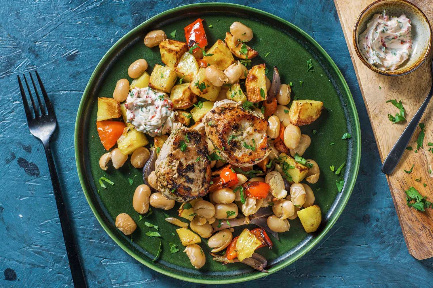 Schweinefilet mit buntem Ofengemüse