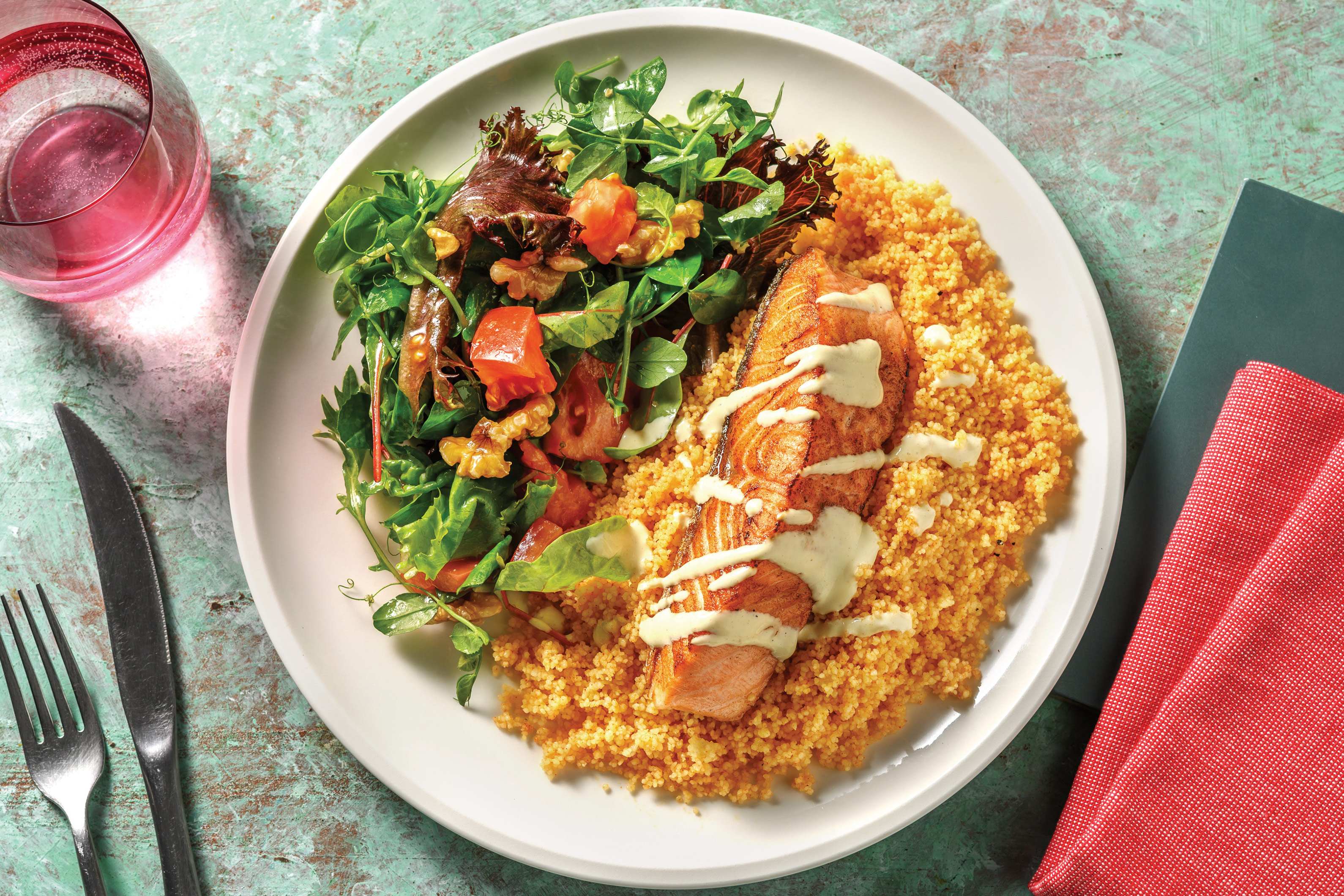Easy Seared Salmon & Chermoula Couscous
