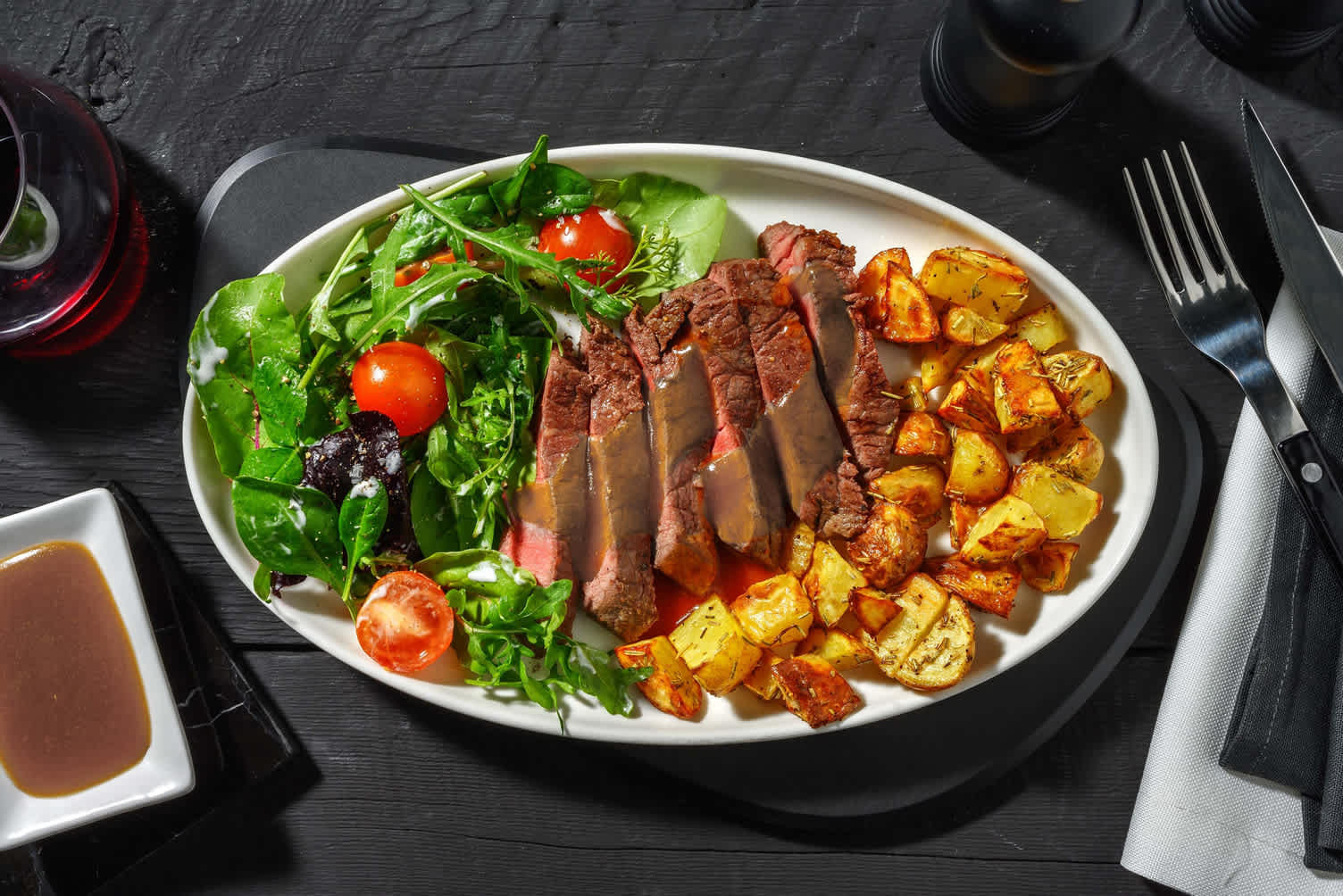 Shrimp and Steak with Rosemary Potatoes