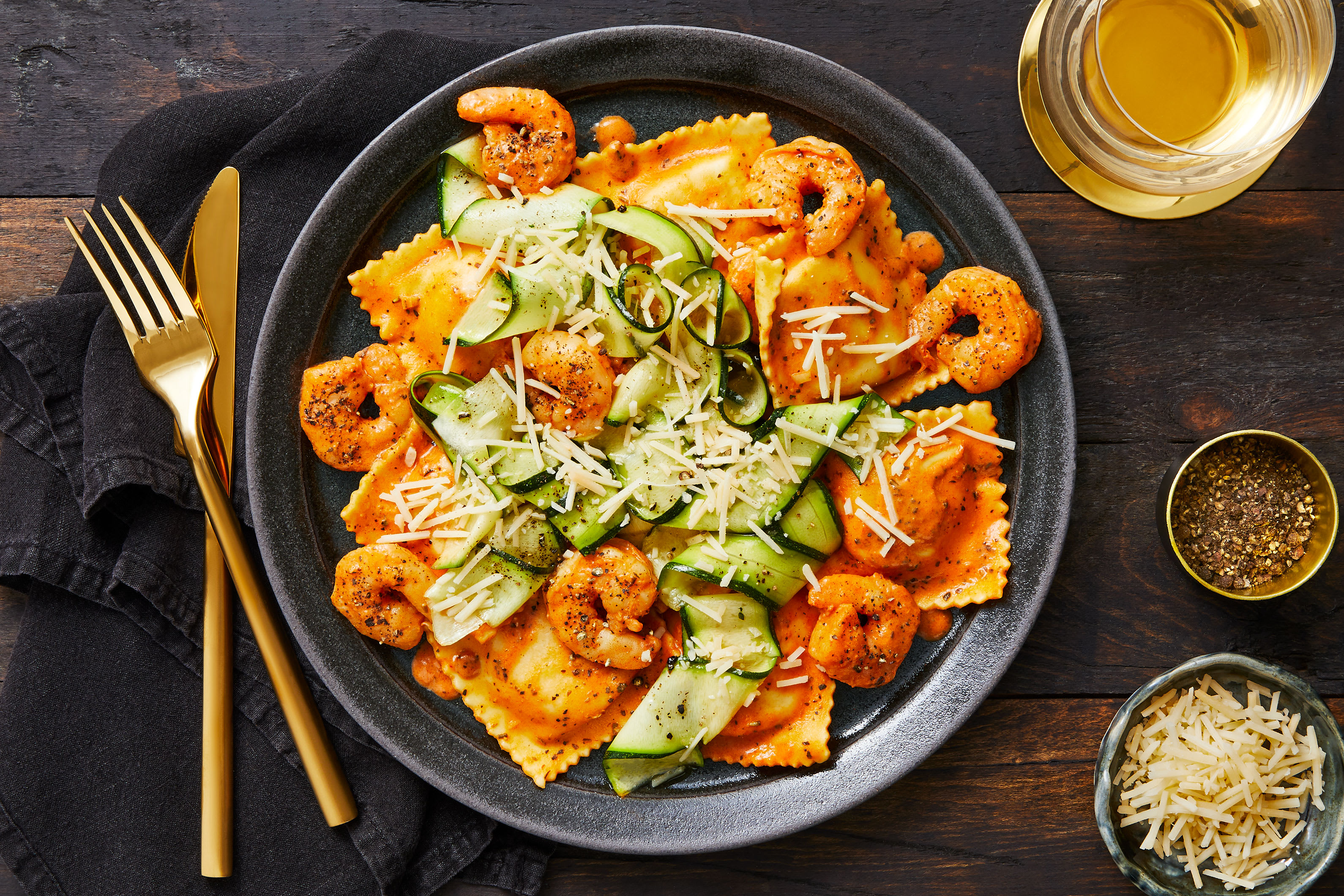Shrimp with Lobster Ravioli