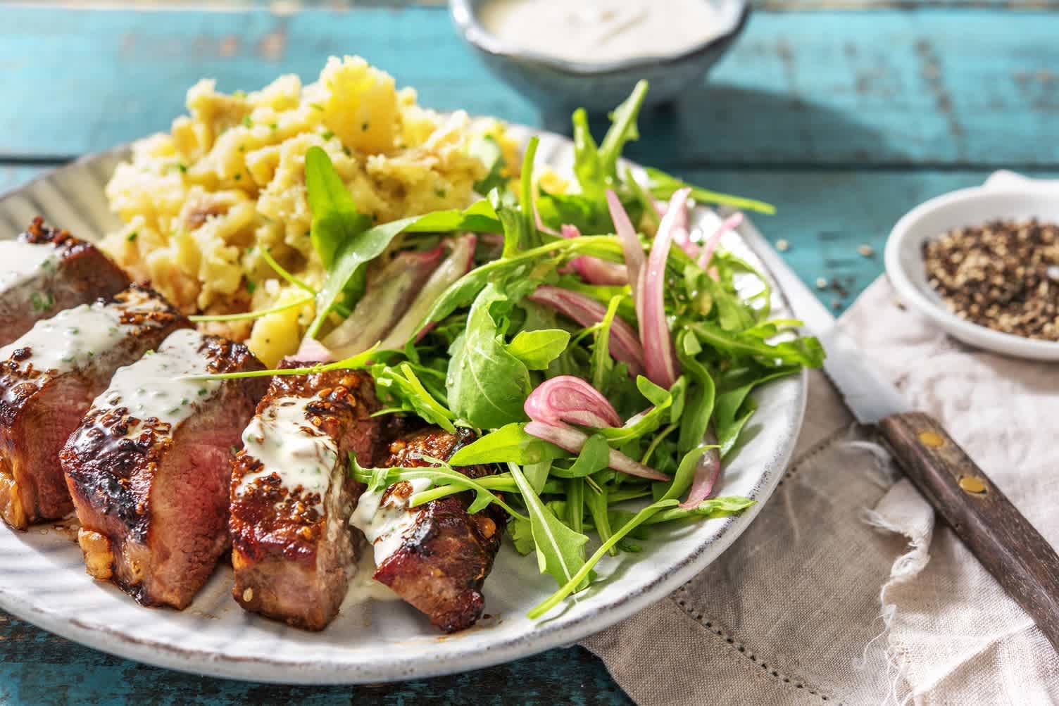 Steak en croûte de dukka et de café