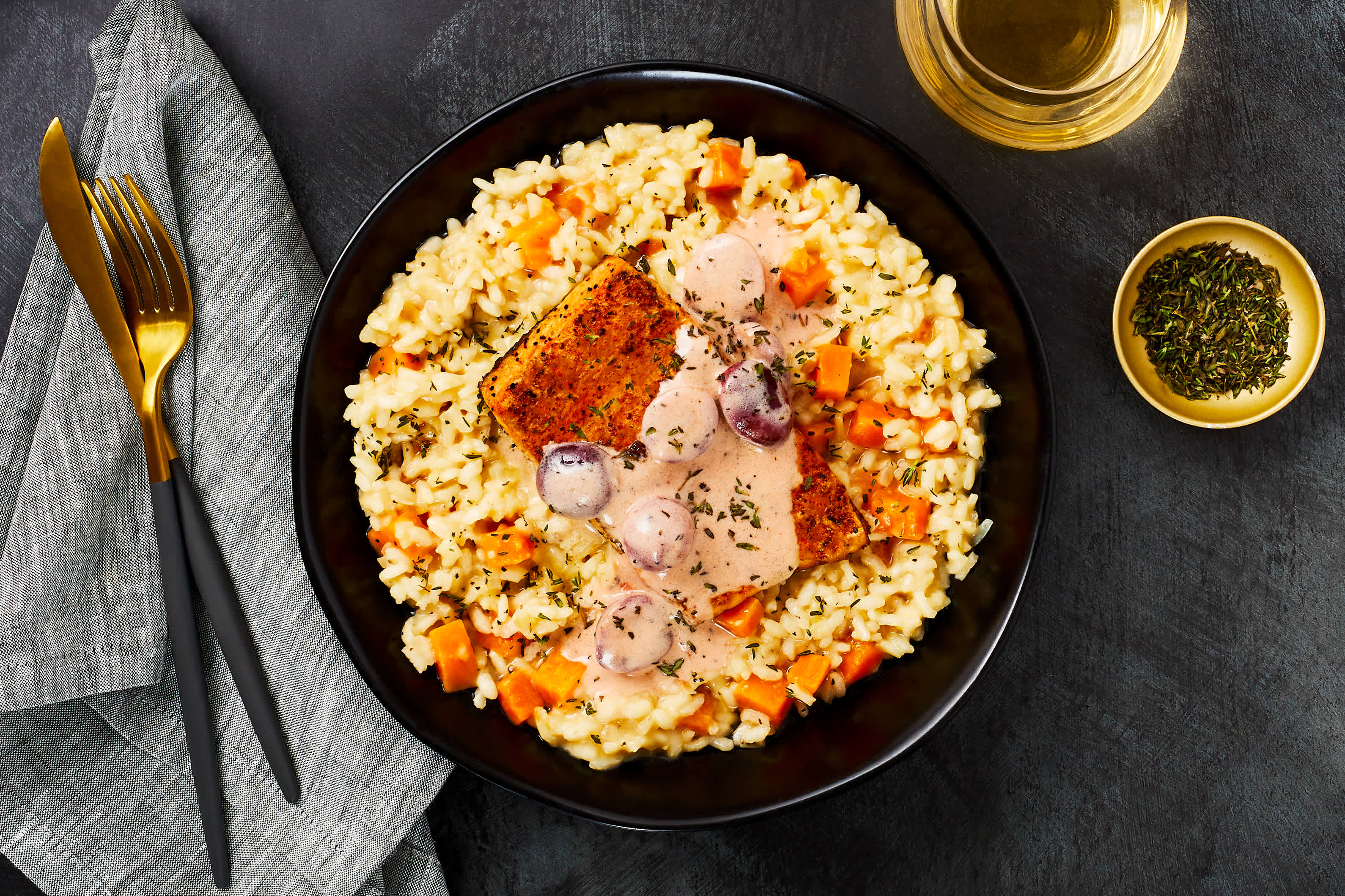 Steelhead Trout & Sweet Potato Risotto