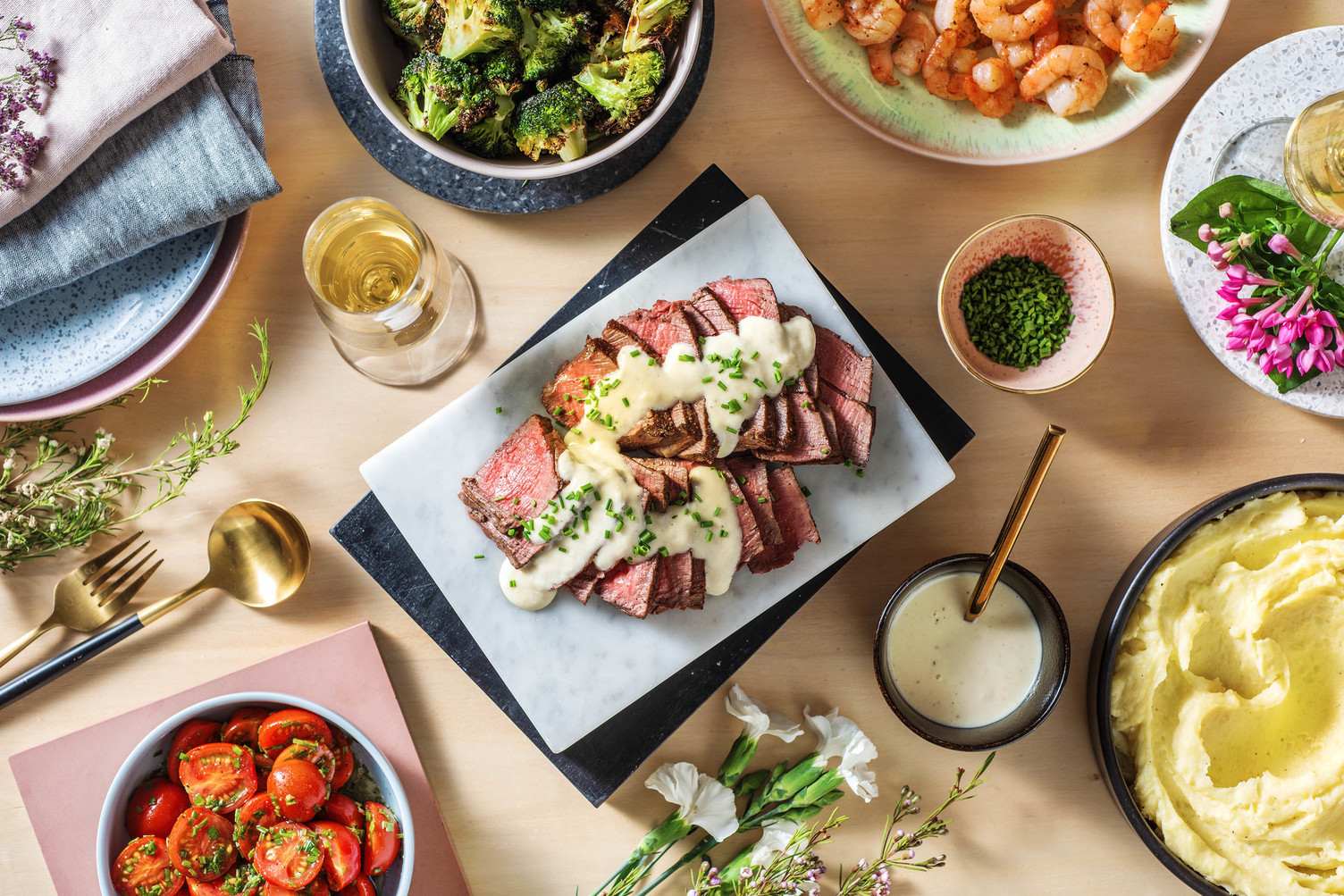 Surf & turf: garnalen en biefstuk