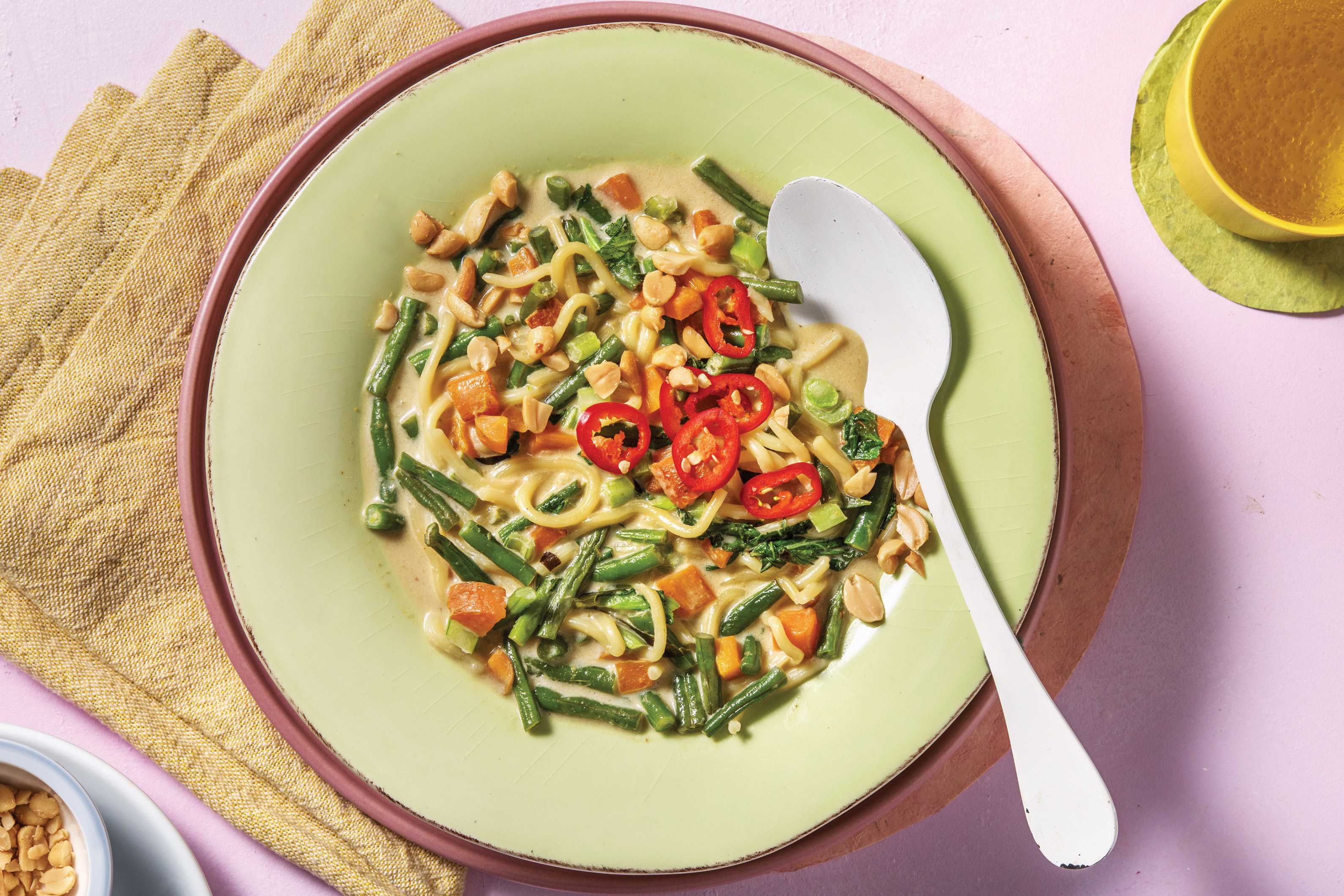 Quick Thai Green Coconut Noodle Soup