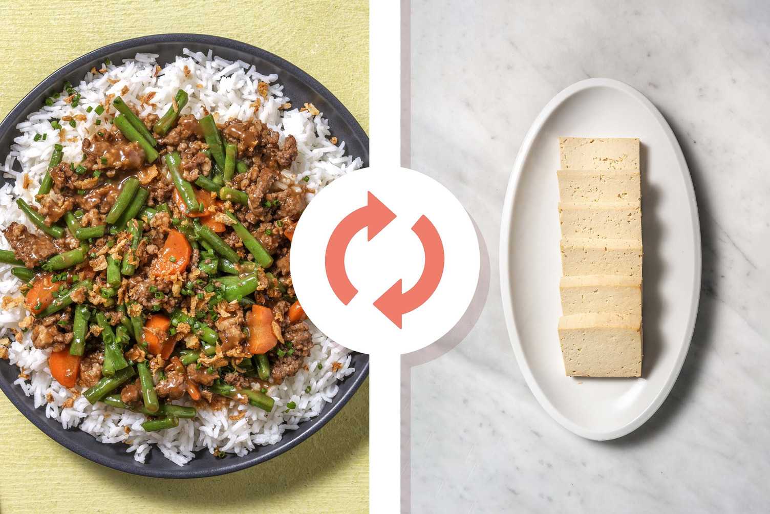 Tofu collant et haricots verts aux piments et à l’ail