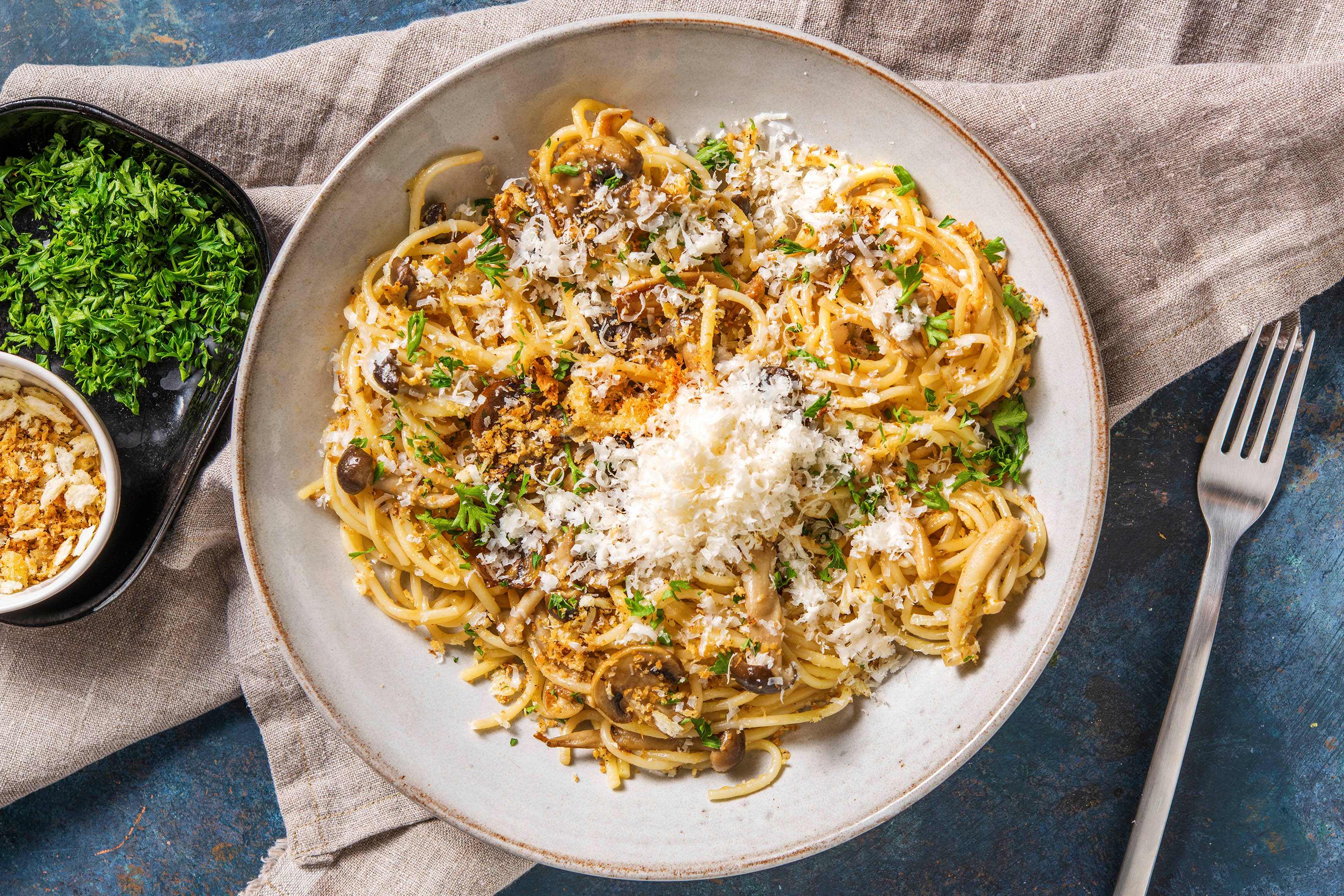 Spaghetti carbonara végétariens