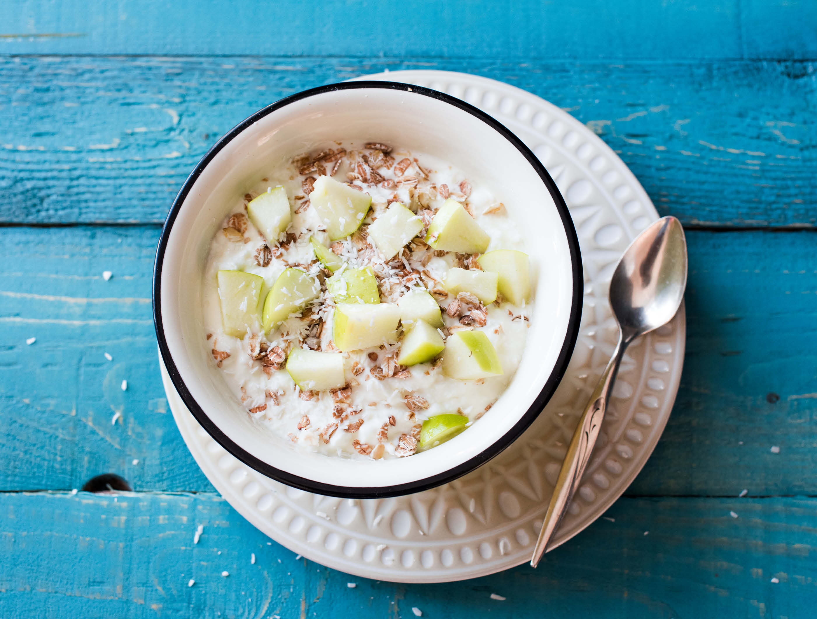 Volle yoghurt groene appel